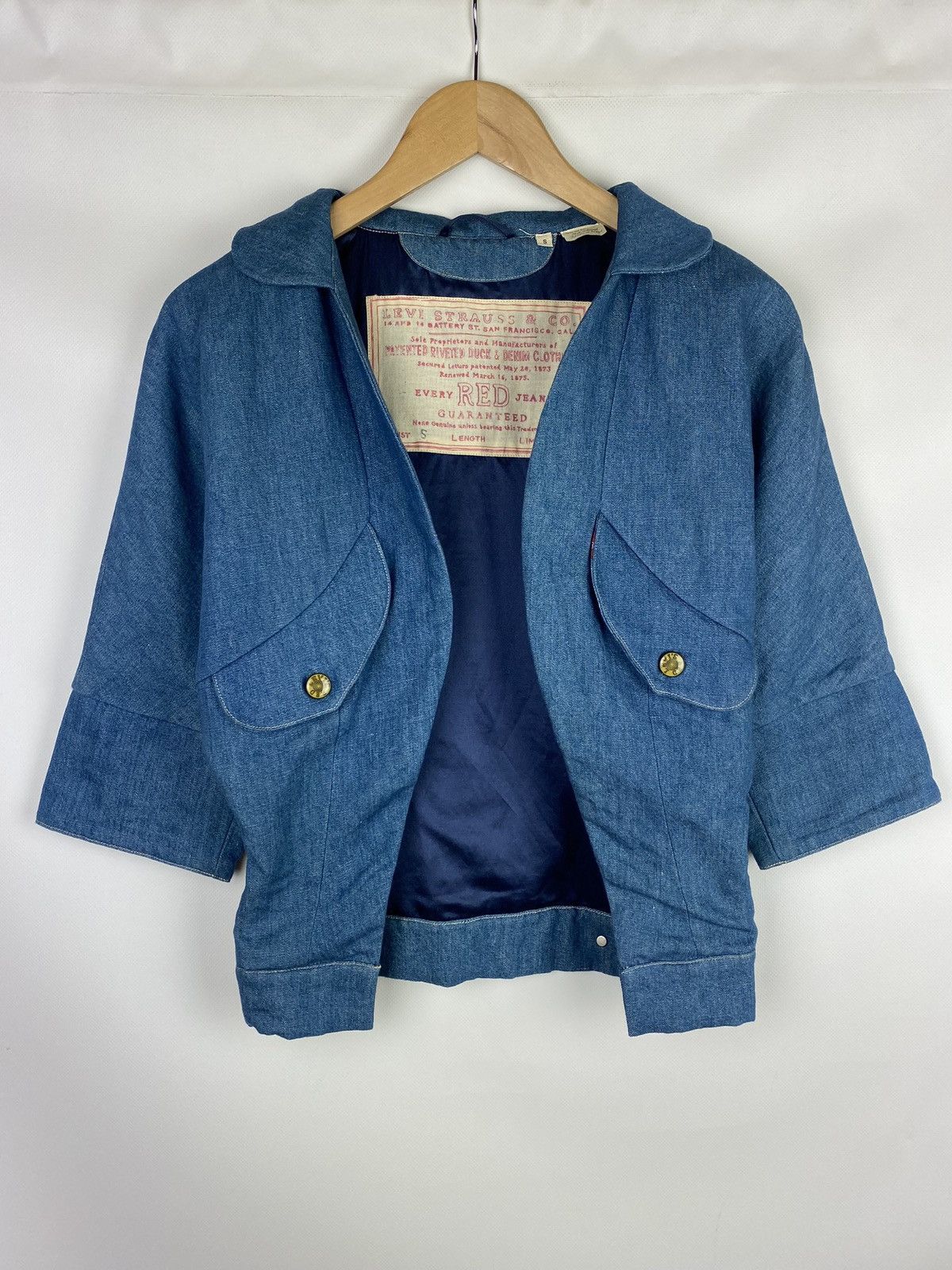 Levi's Vintage Clothing Rare Levi’s Vintage Clothing Red Jeans denim kimono jacket Size S / US 4 / IT 40 - 1 Thumbnail