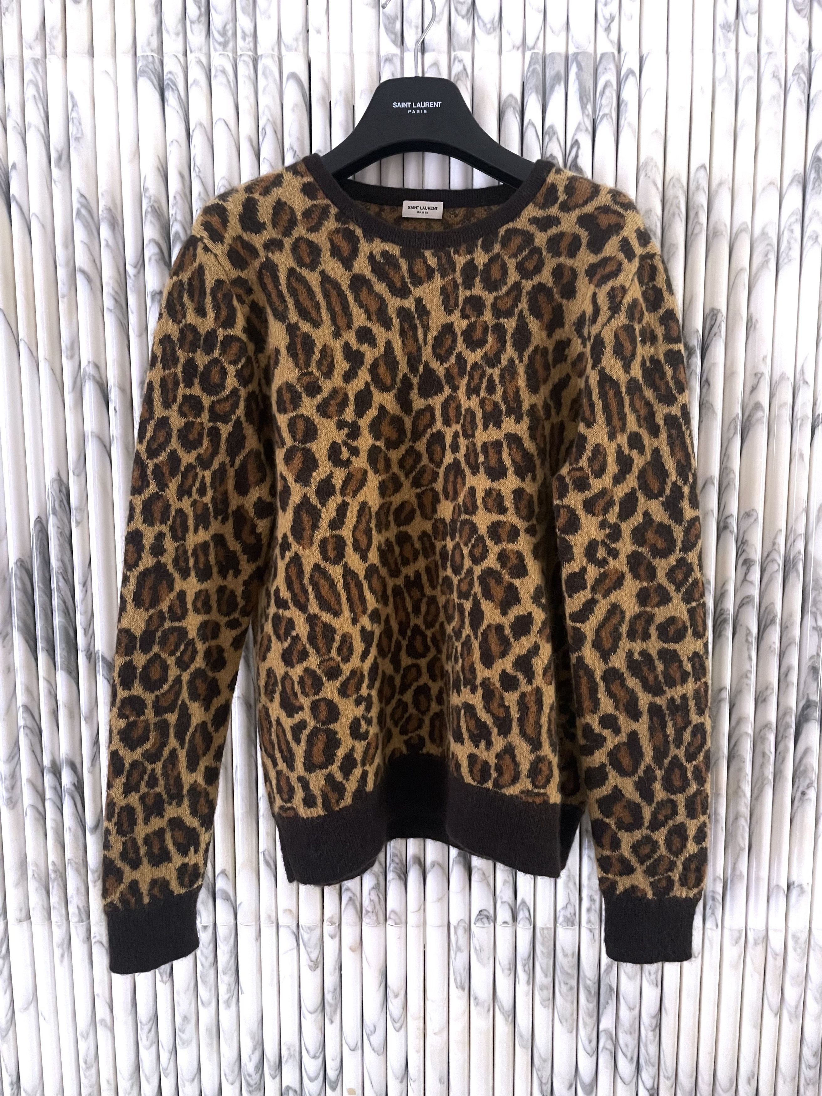 Hedi Slimane × Saint Laurent Paris NEW AW15 PARIS SESSIONS LEOPARD PRINTED MOHAIR SWEATER Size US L / EU 52-54 / 3 - 4 Thumbnail