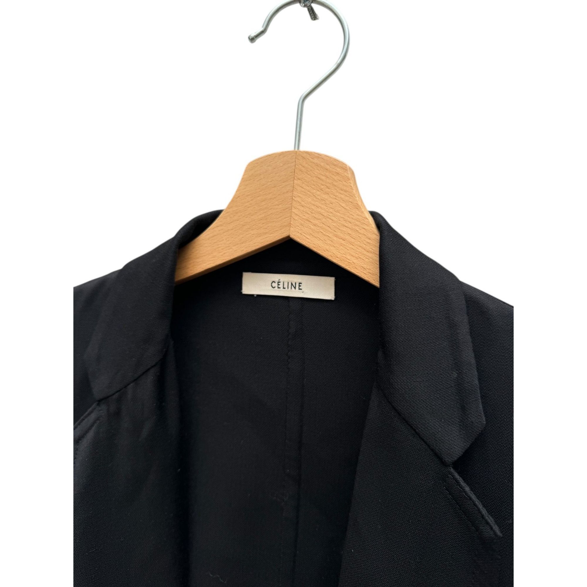 Celine Phoebe Philo Black Wool Coat Size S / US 4 / IT 40 - 2 Thumbnail