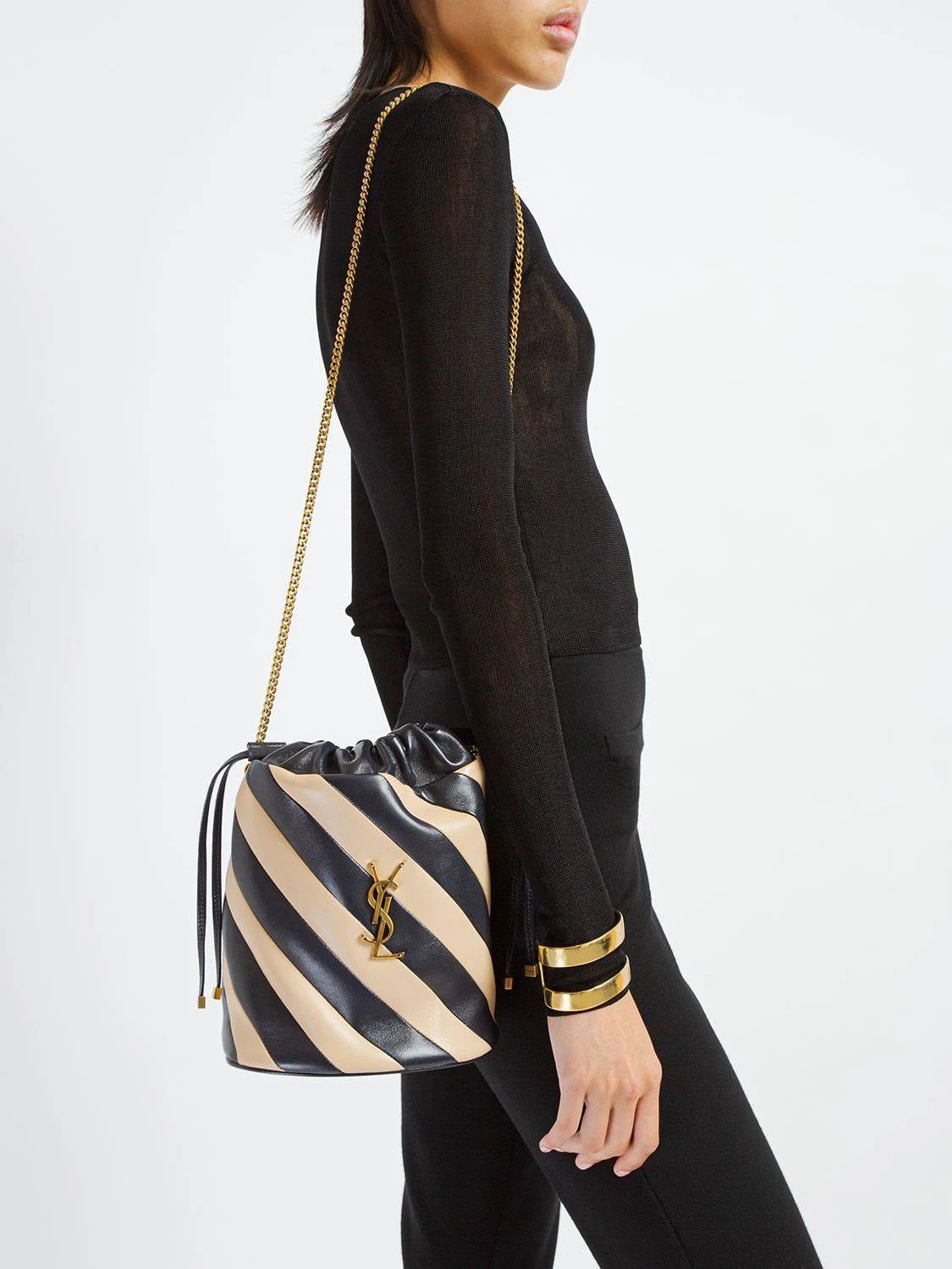 Saint Laurent Paris o1b1hav110924 Size: OS / Alix Leather Bucket Bag Navy & Nude Size ONE SIZE - 13 Thumbnail