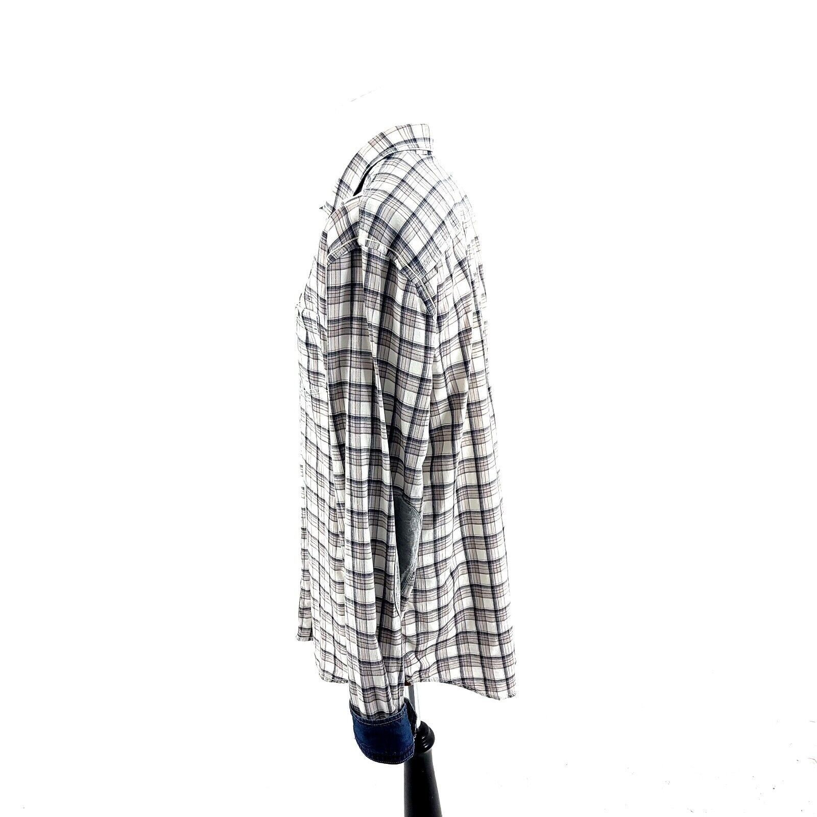 Buffalo David Bitton Buffalo David Bitton XL Tan Blue Plaid Slip Cuff Pocket Dres Size US XL / EU 56 / 4 - 6 Thumbnail
