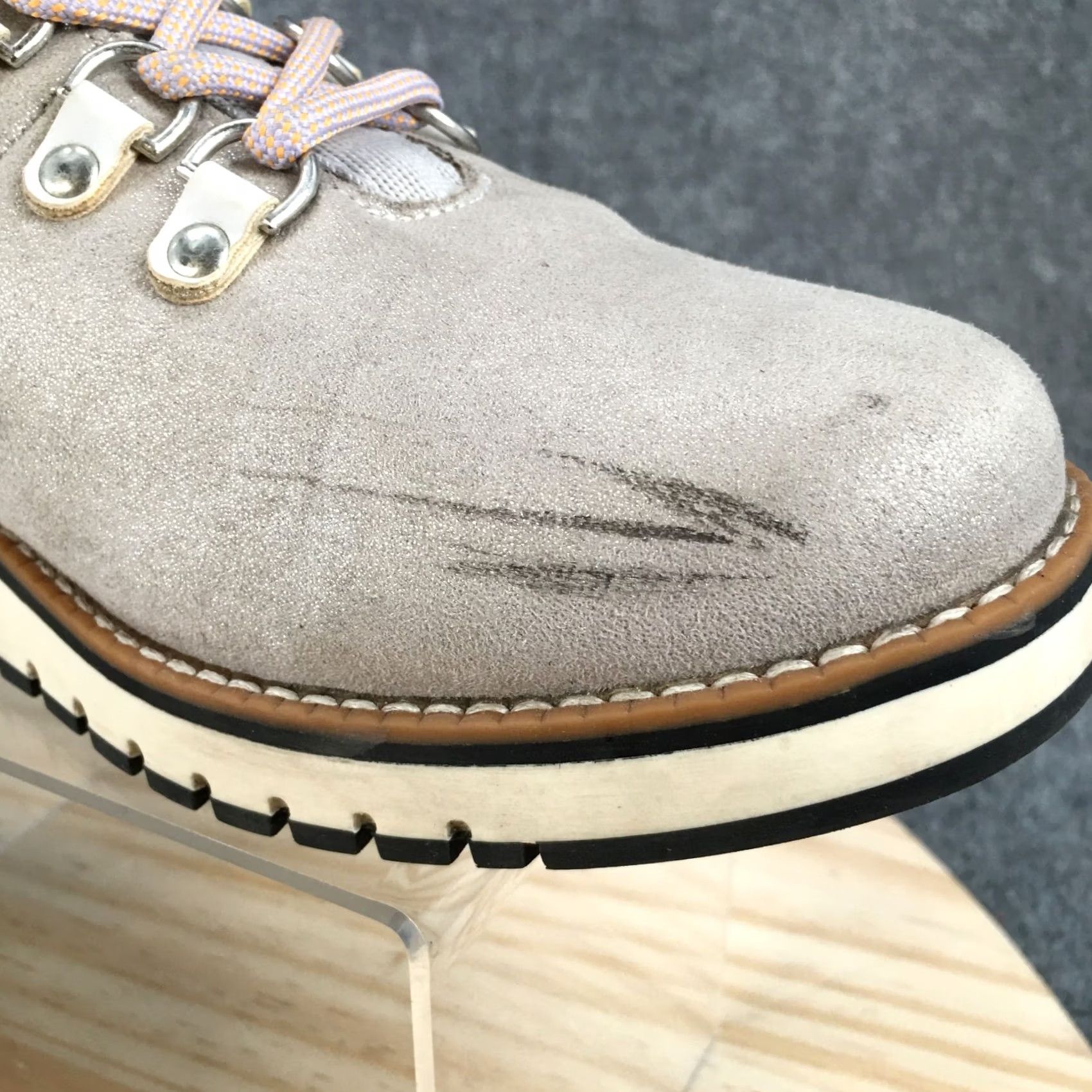Vintage White Mountain Clifton Lace Up Ankle Bootie Gray Boots Womens 9.5 M Casual Walking Flat Heel 1in Shoes Size US 10 / IT 40 - 3 Thumbnail