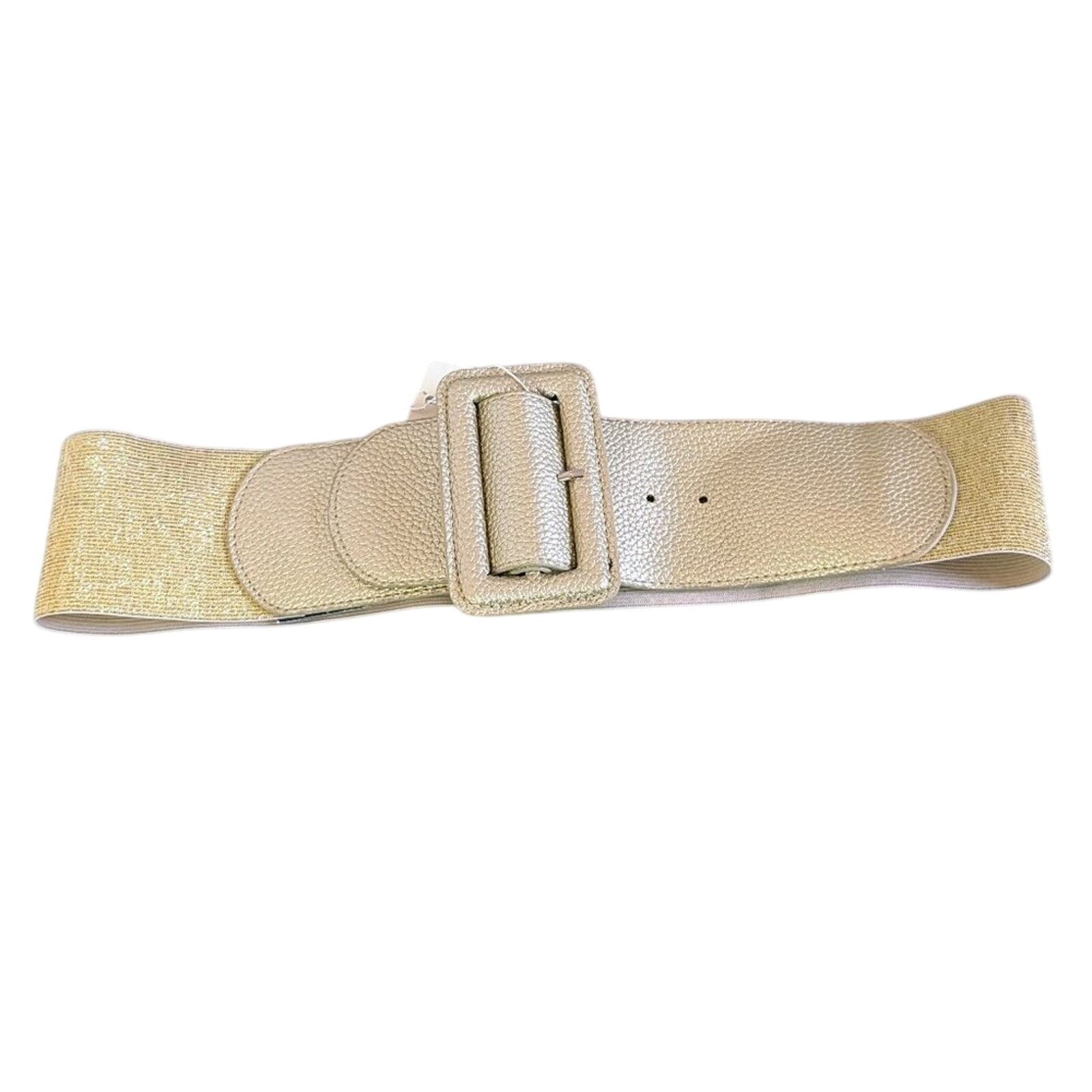 Vintage Grace Karin Vintage Wide Belt Gold Elastic Stretch Metallic Size ONE SIZE - 1 Thumbnail