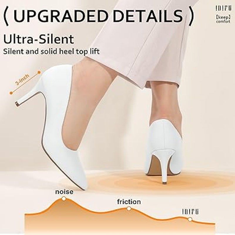 Other Idifu Women's Size 7.5 White Faux Leather Slide-On Heels Size US 7.5 / IT 37.5 - 4 Thumbnail