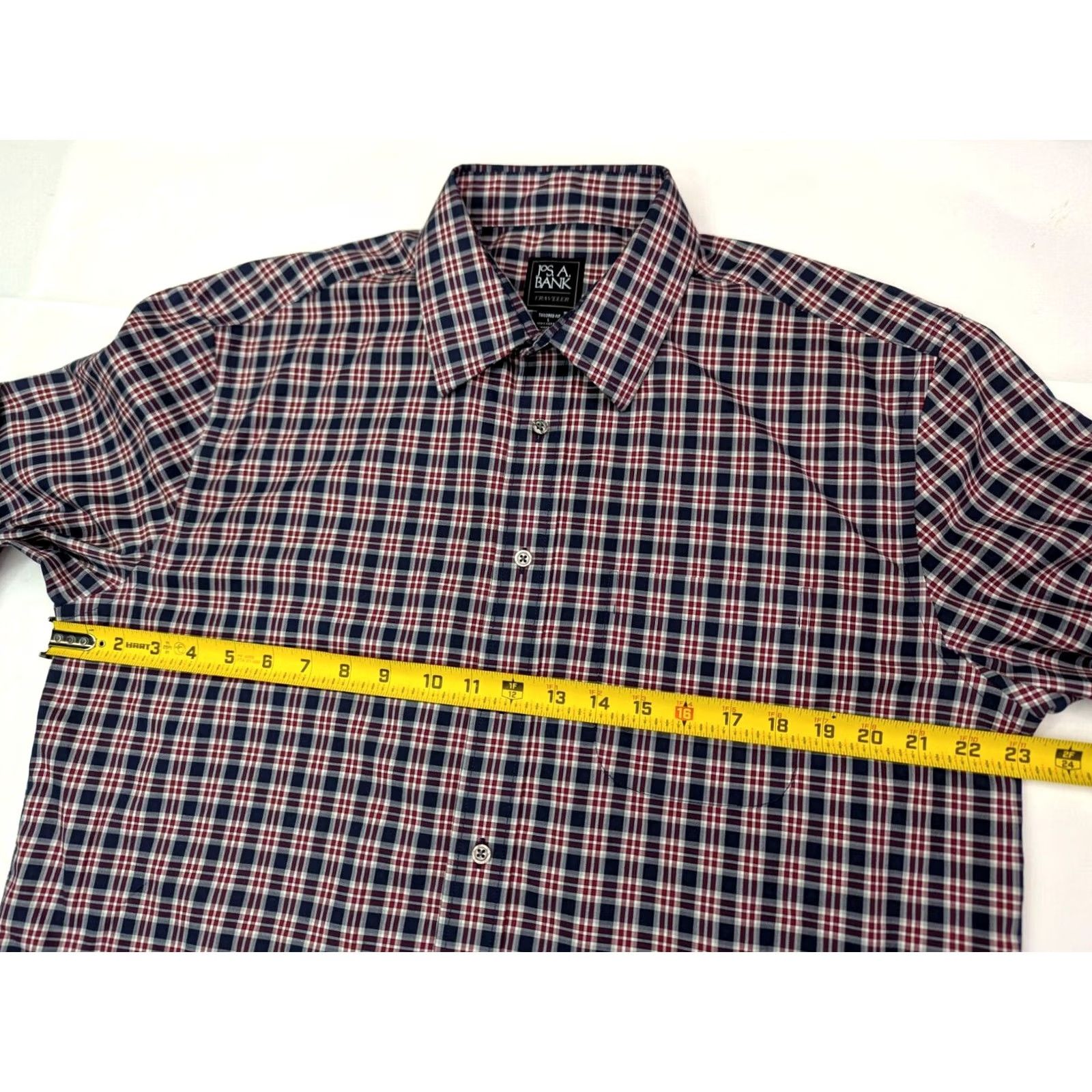Jos. A. Bank Jos. A. Bank Travelers Collection Button-Up Shirt Men L Plaid Red Blue Seasonal All Seasons, Fall Winter, Spring, Travel, Pocketed, Regular Fit Size US L / EU 52-54 / 3 - 4 Thumbnail