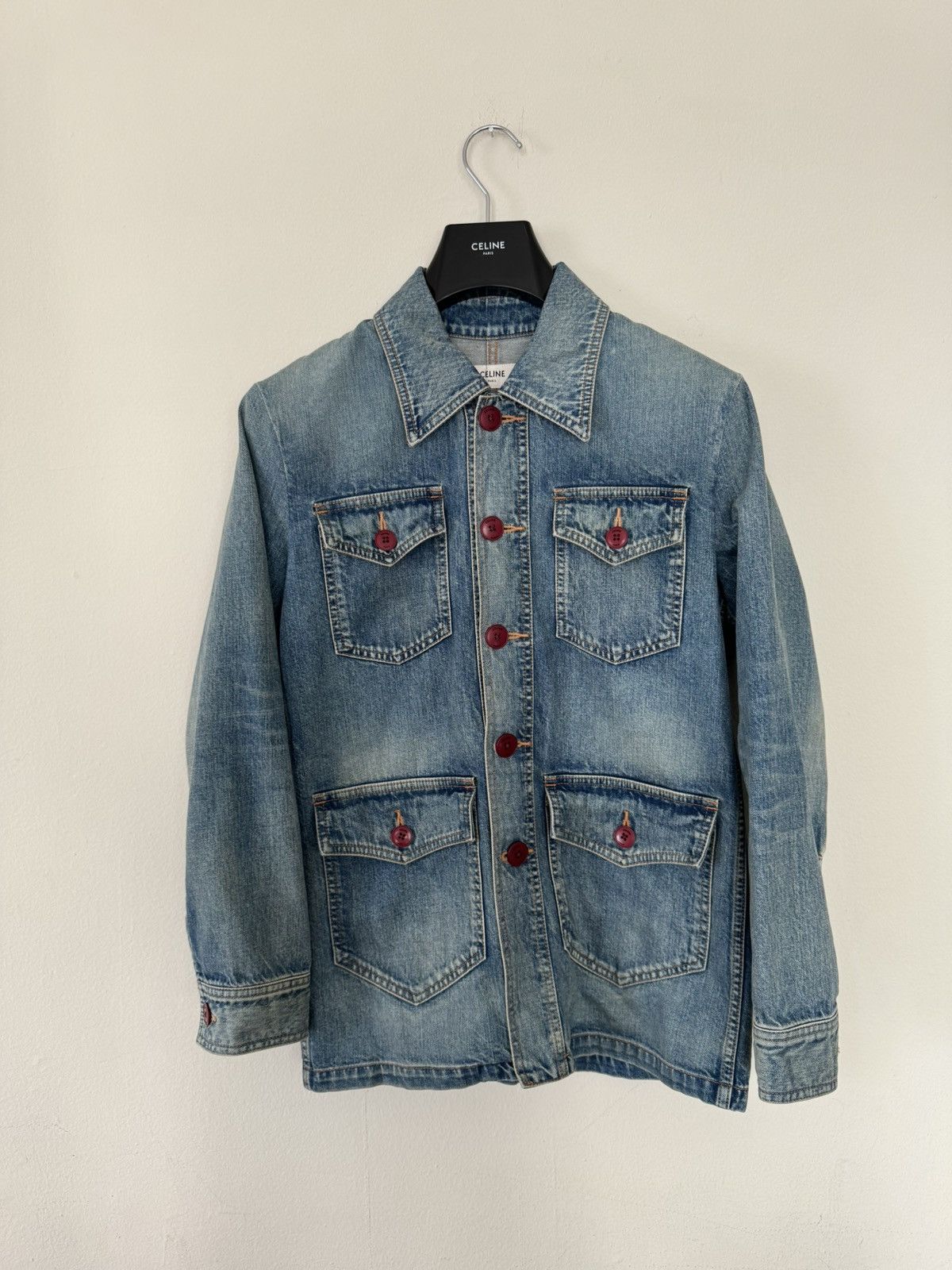 Celine × Hedi Slimane Runway — Celine Safari Denim Jacket Size US S / EU 44-46 / 1 - 4 Thumbnail