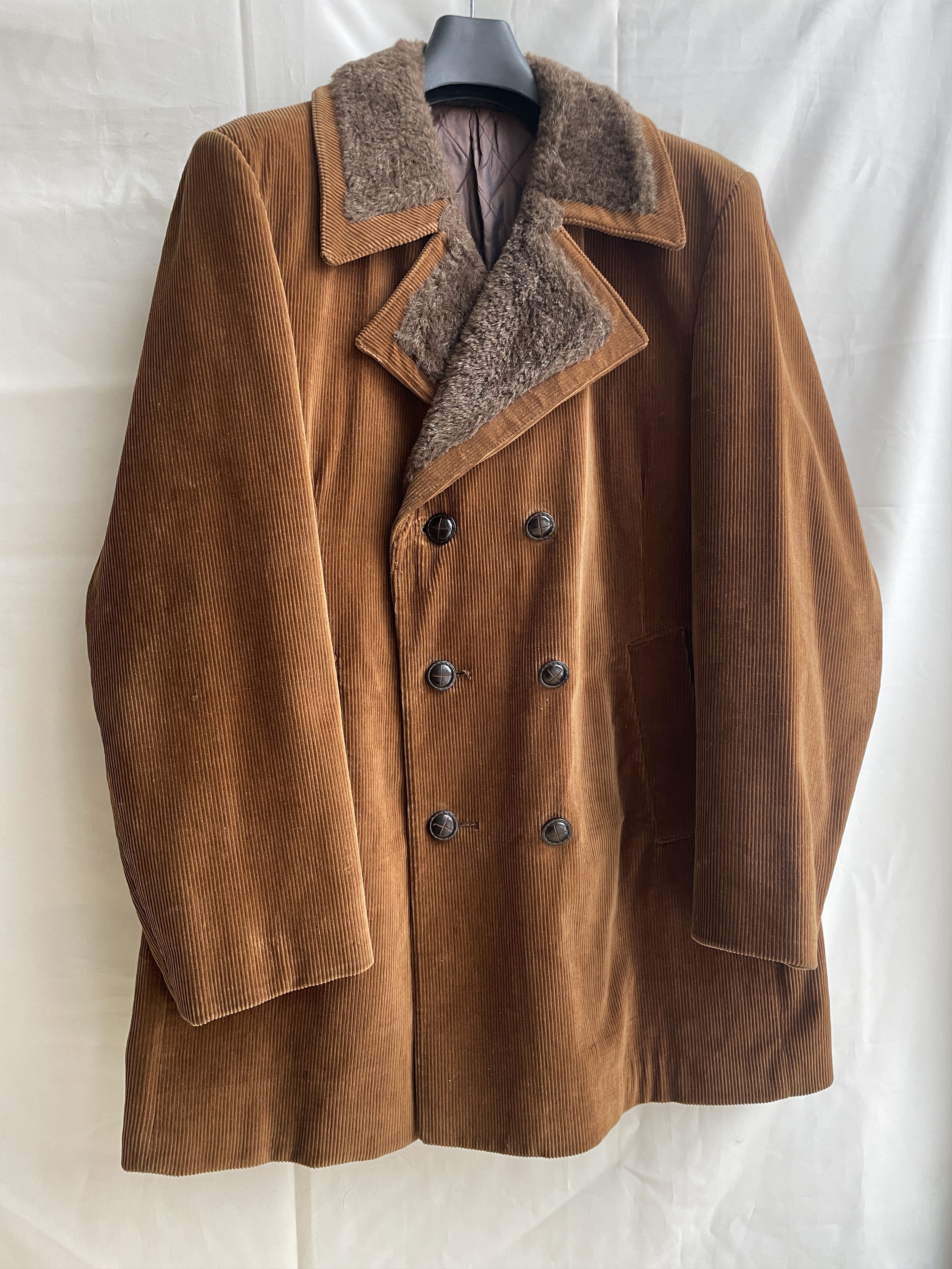 Burton Vintage 60s 70s Borg Corduroy Double Breasted Coat