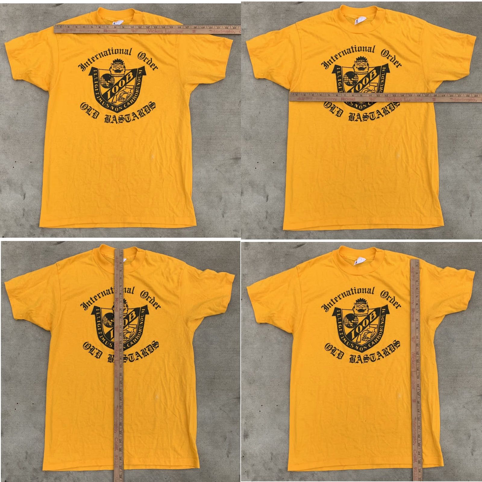 Hanes VINTAGE Hanes T-Shirt IOOB Old Bastards Graphic Print Crew Neck Short Sleeve L Yellow 50/50 Cotton Polyester Men Size US L / EU 52-54 / 3 - 11 Thumbnail