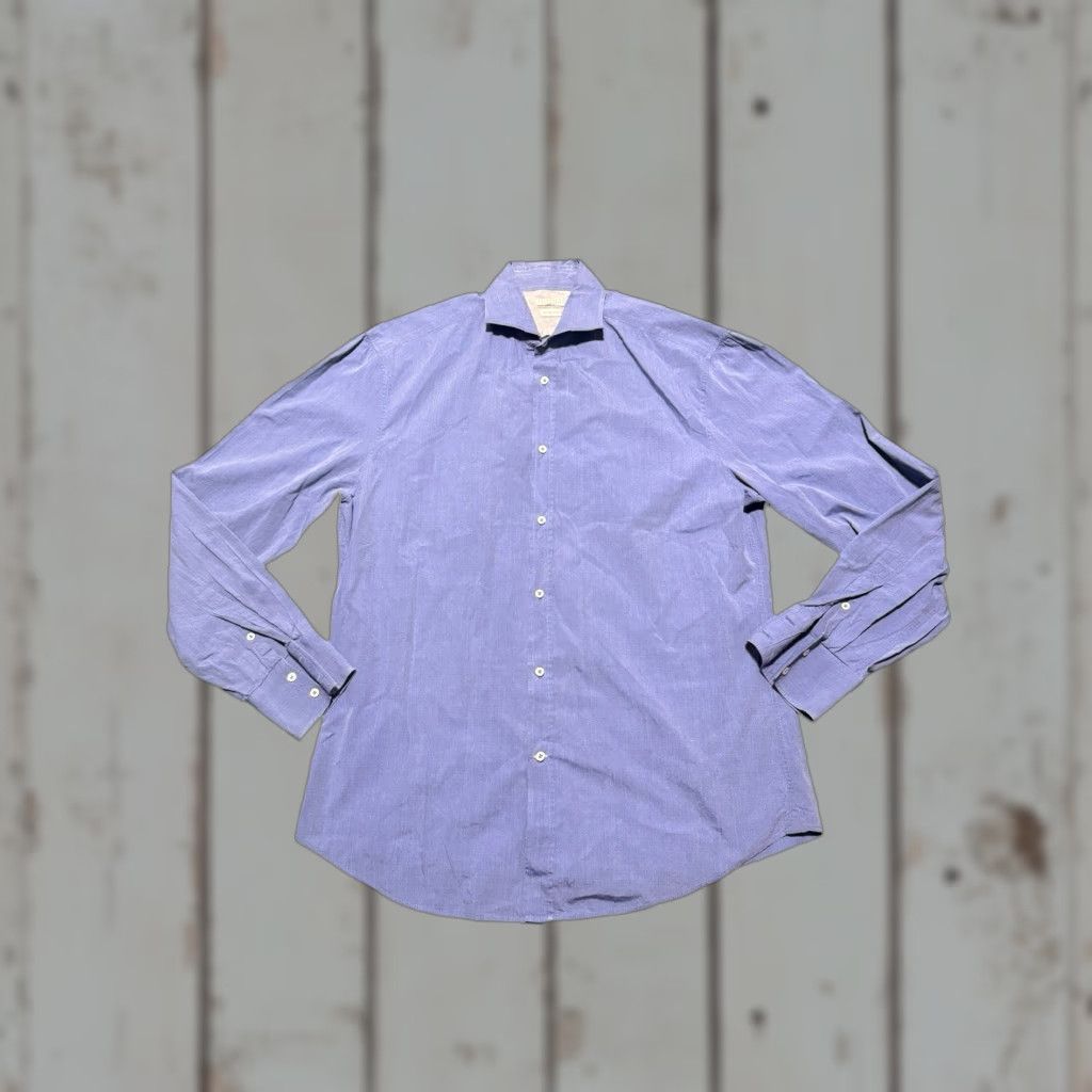 Brunello Cucinelli Brunello Cucinelli Shirt Button-Down 2XL Men Slim Fit Blue Cotton Long Sleeve Button-Up Collared Classic Italian Designer Fashion Size US XXL / EU 58 / 5 - 1 Thumbnail