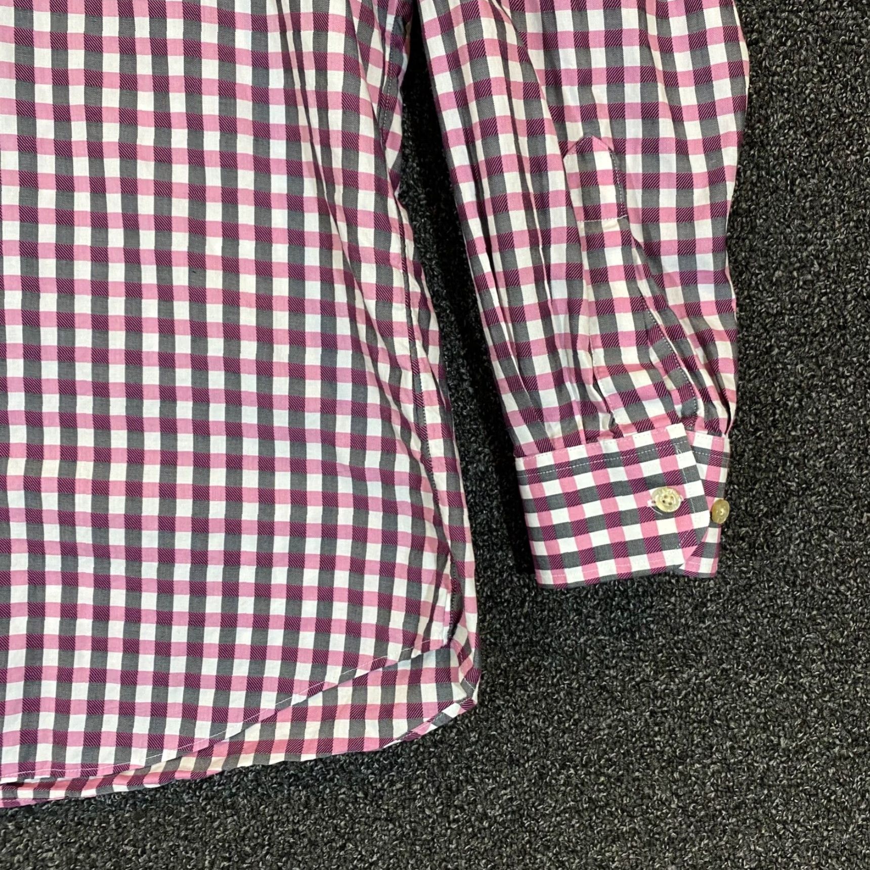 Vintage Scott Barber Shirt Mens Large Pink Gray Plaid Button-Up Dress Long Sleeve Casual Size US L / EU 52-54 / 3 - 4 Thumbnail
