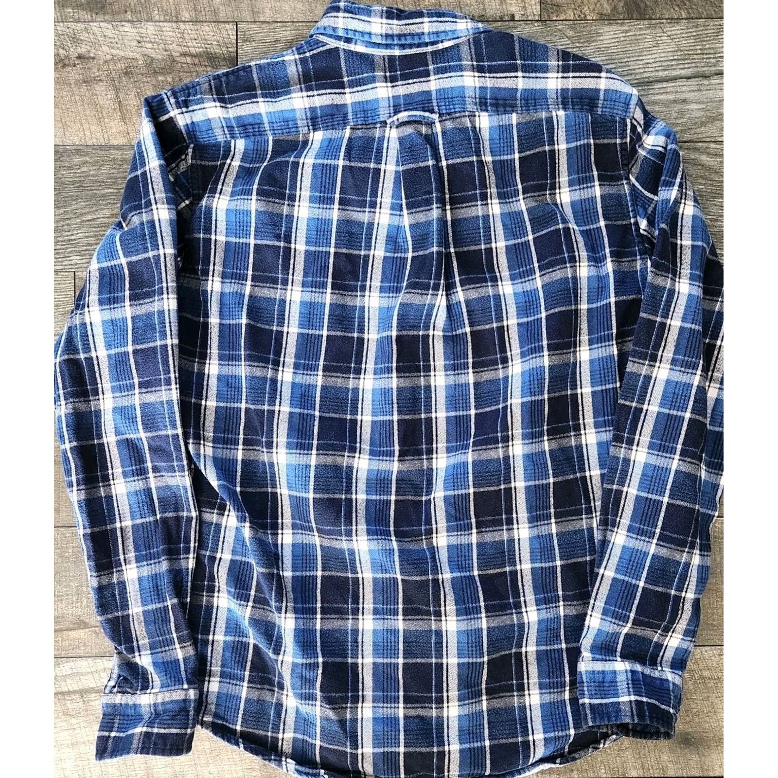 Lands' End Lands' End Mens Button Up LS Long Sleeves Flannel Shirt Blue Medium T 15-15.5 Size US M / EU 48-50 / 2 - 2 Thumbnail