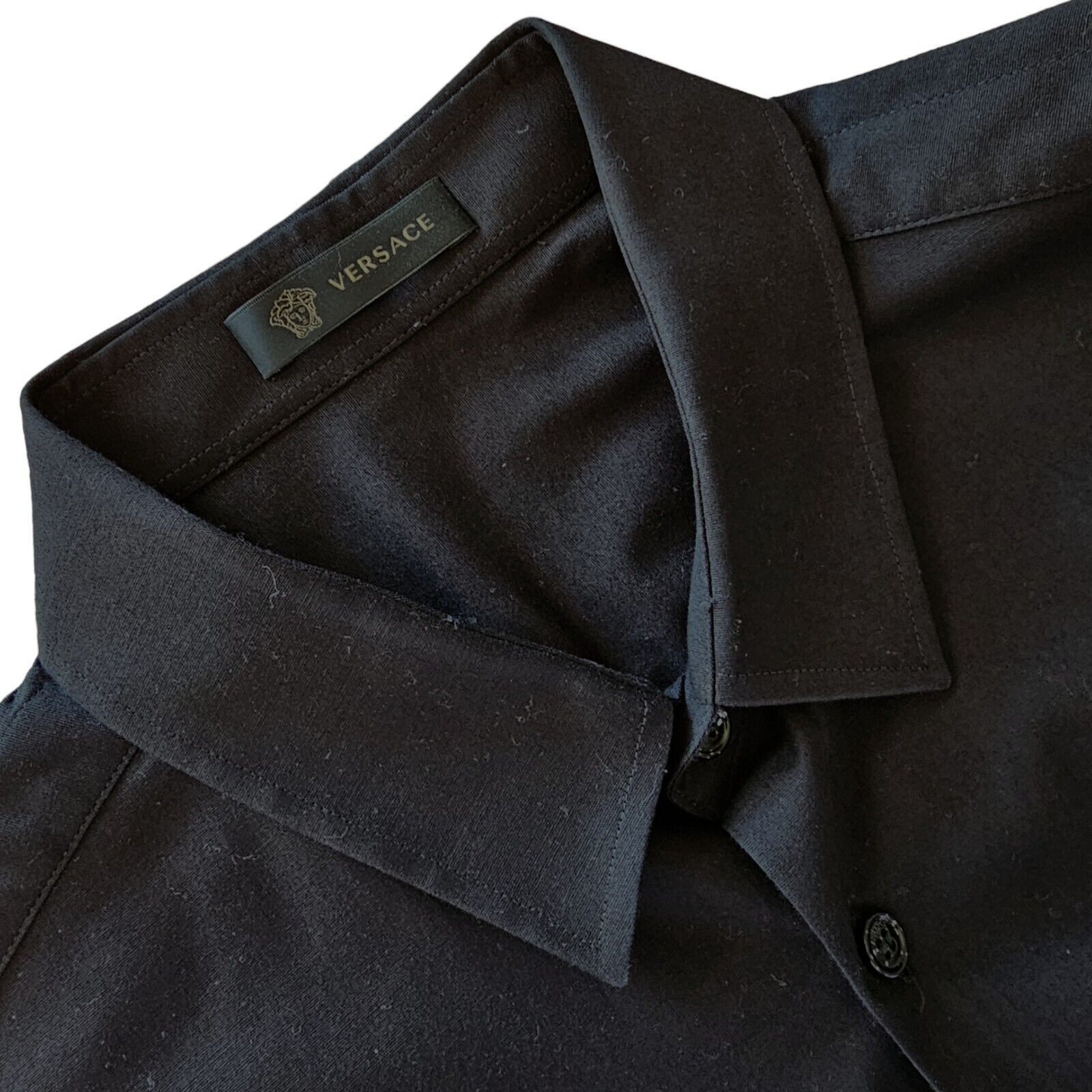 Versace Button Down Slim Fit Shirt - Cotton - Black 41 (XL) NWOT Size US L / EU 52-54 / 3 - 3 Thumbnail