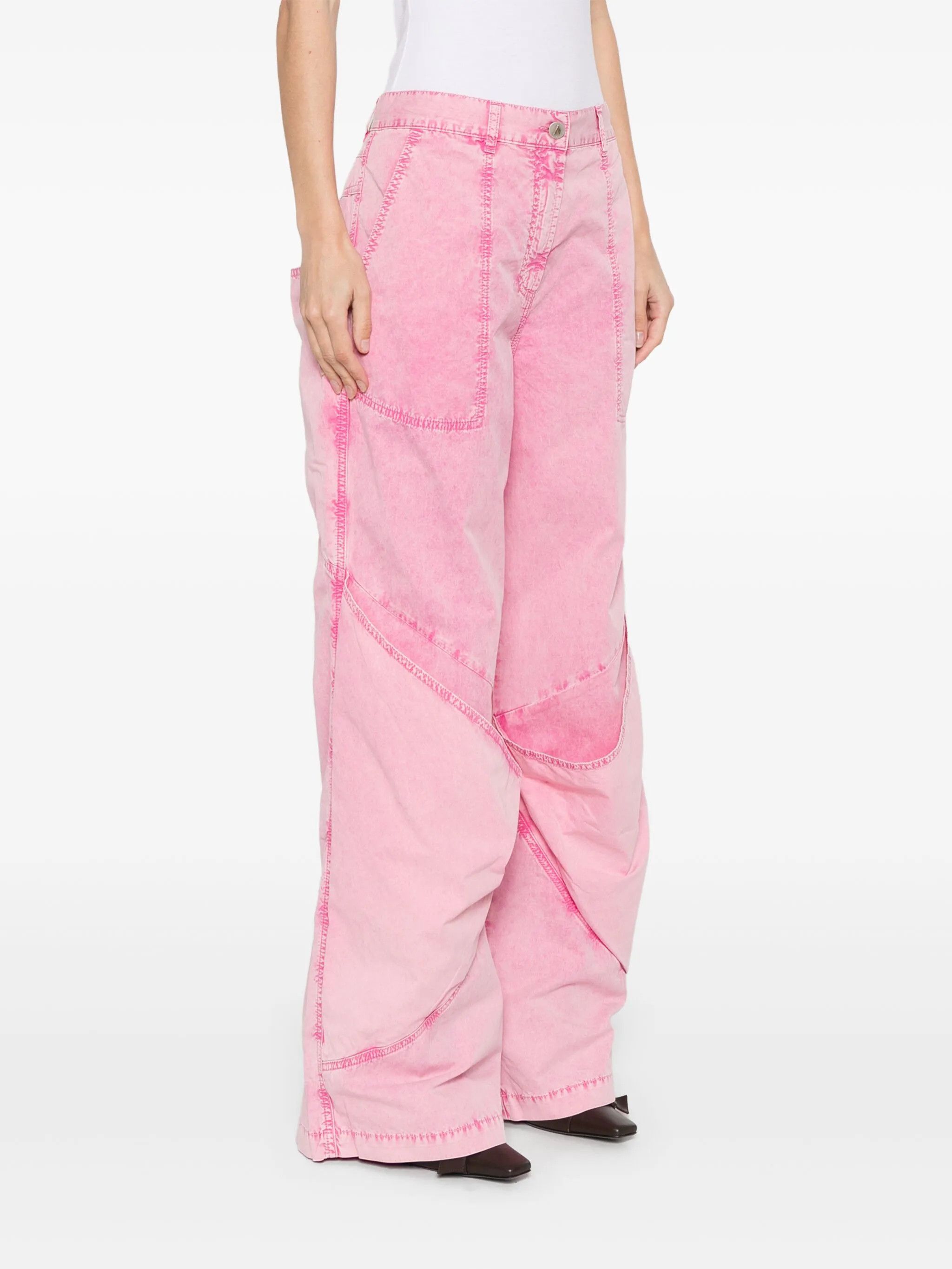 The Attico o1s22i1n0325 Hi-Waisted Loose Fit Pant in Pink Size 26" / US 2 / IT 38 - 3 Thumbnail