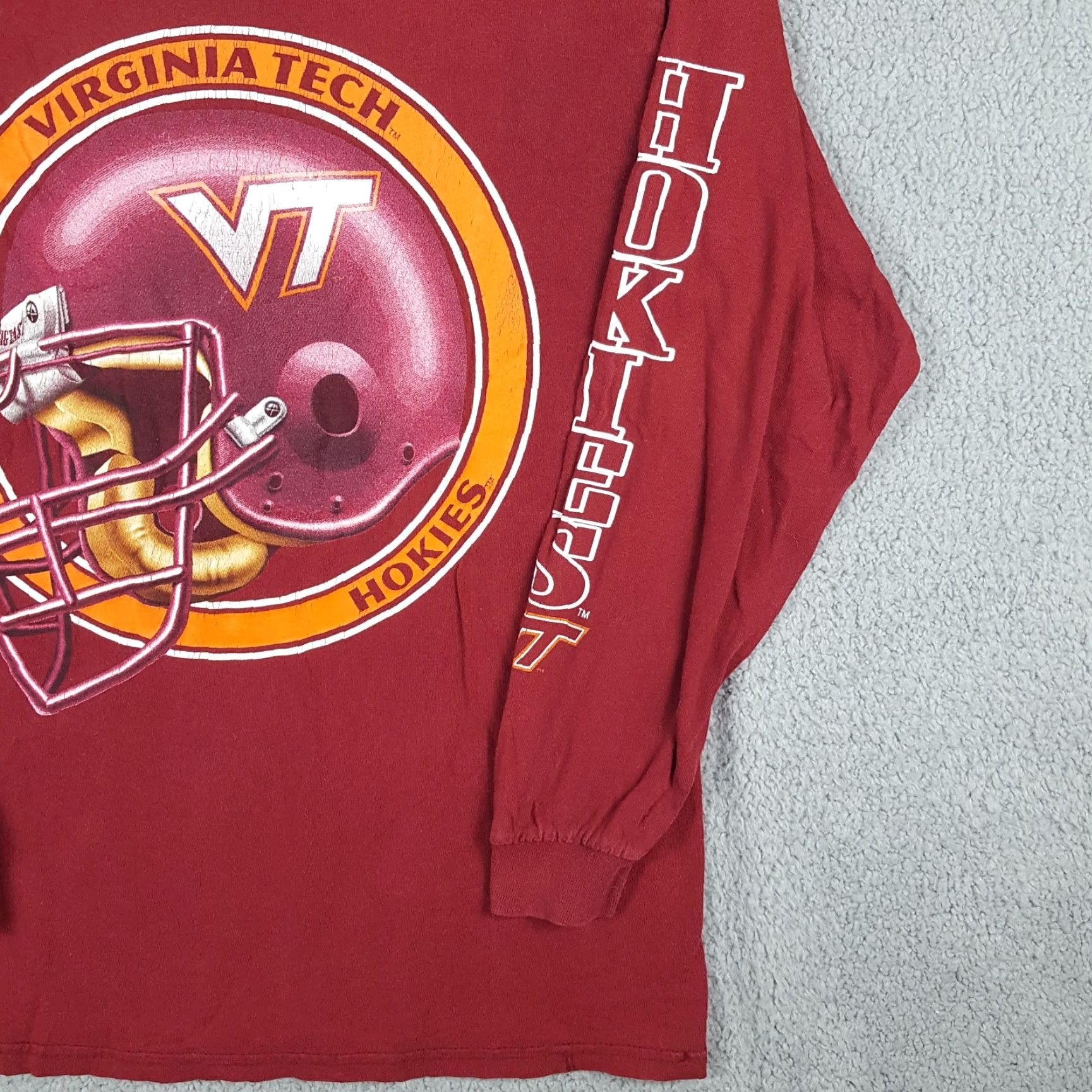 Delta Vintage NCAA Virginia Tech Hokies Football T-Shirt Men Medium Long Sleeve Red 90s College Retro Y2K Size US M / EU 48-50 / 2 - 5 Thumbnail