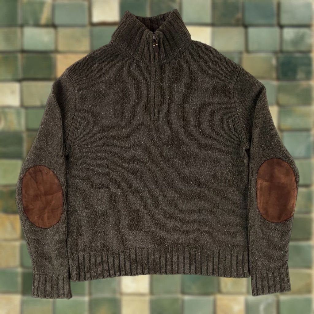 Polo Ralph Lauren Polo Ralph Lauren Sweater 1/4 Zip Cotton Acrylic Hemp Elbow Patch Green Mens M Shirt Pullover Green Mens M Size US M / EU 48-50 / 2 - 1 Thumbnail