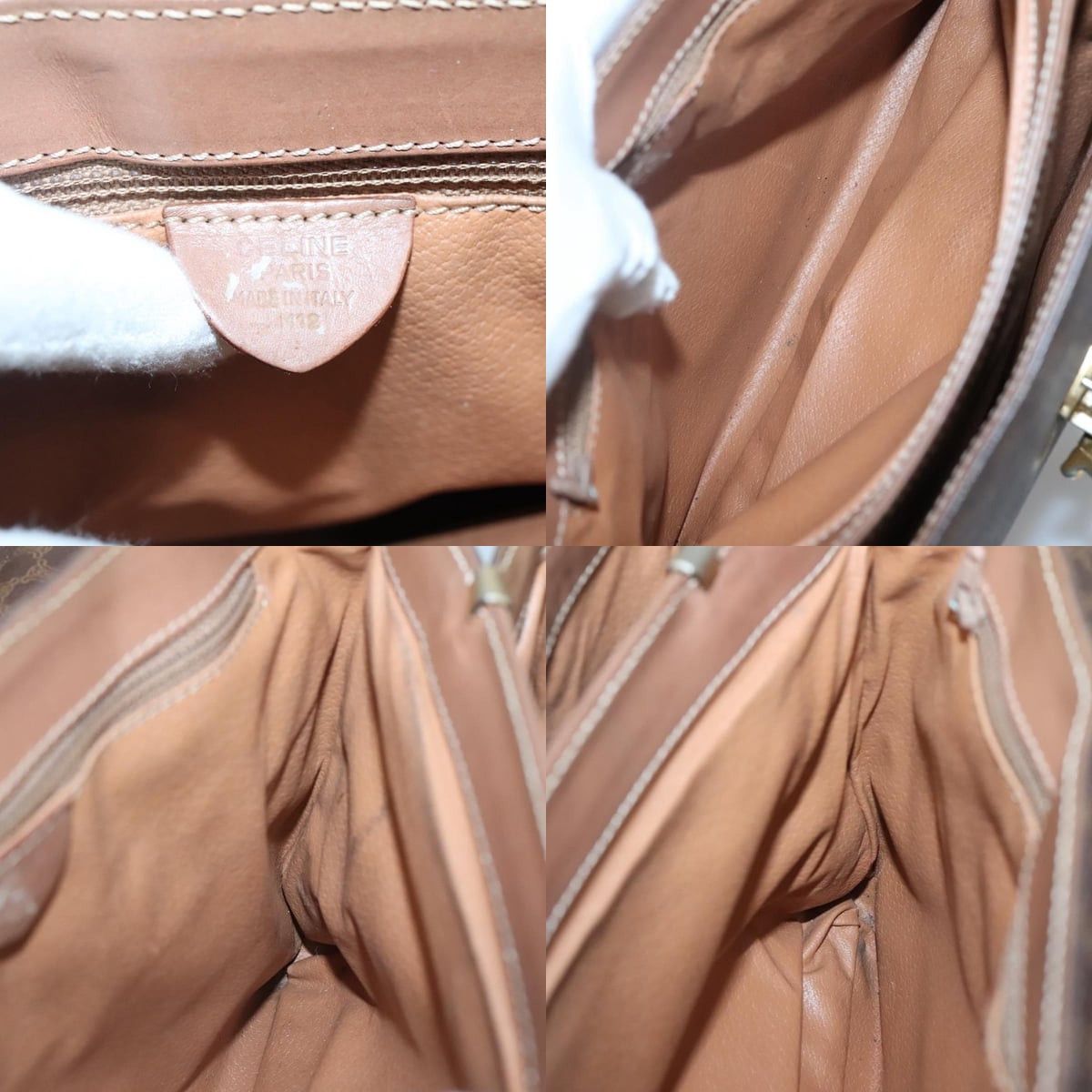 Celine CELINE Macadam Canvas Hand Bag Pvc Leather Brown Gold Size ONE SIZE - 11 Thumbnail