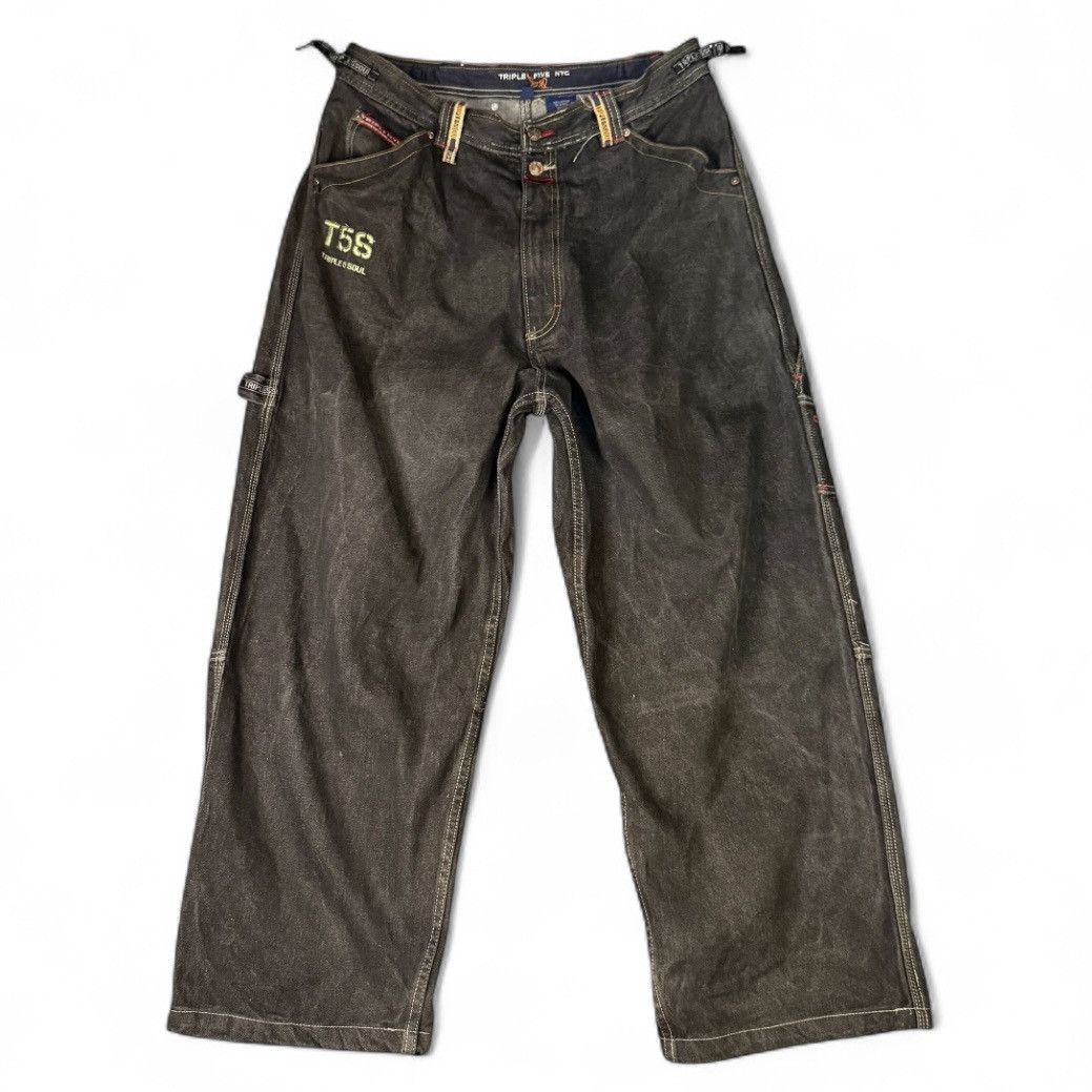 If Six Was Nine Triple 5 Soul Faded Black Baggy Crazy Jeans Size US 36 / EU 52 - 1 Thumbnail