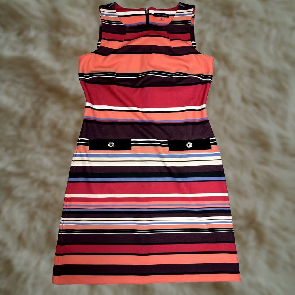 Tommy Hilfiger Tommy Hilfiger Multicolor Stripe Bodycon Dress Sleeveless Mini Summer Sz 8 Size M / US 6-8 / IT 42-44 - 1 Thumbnail
