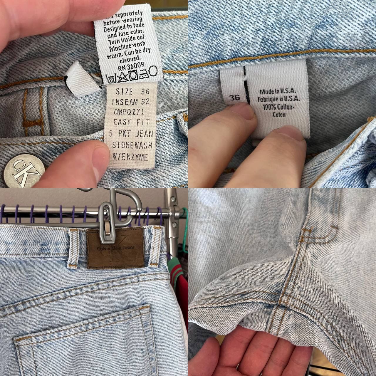 Calvin Klein × Vintage Vintage 90s Calvin Klein Blue Denim Jeans Pants Made in USA Size US 36 / EU 52 - 10 Thumbnail