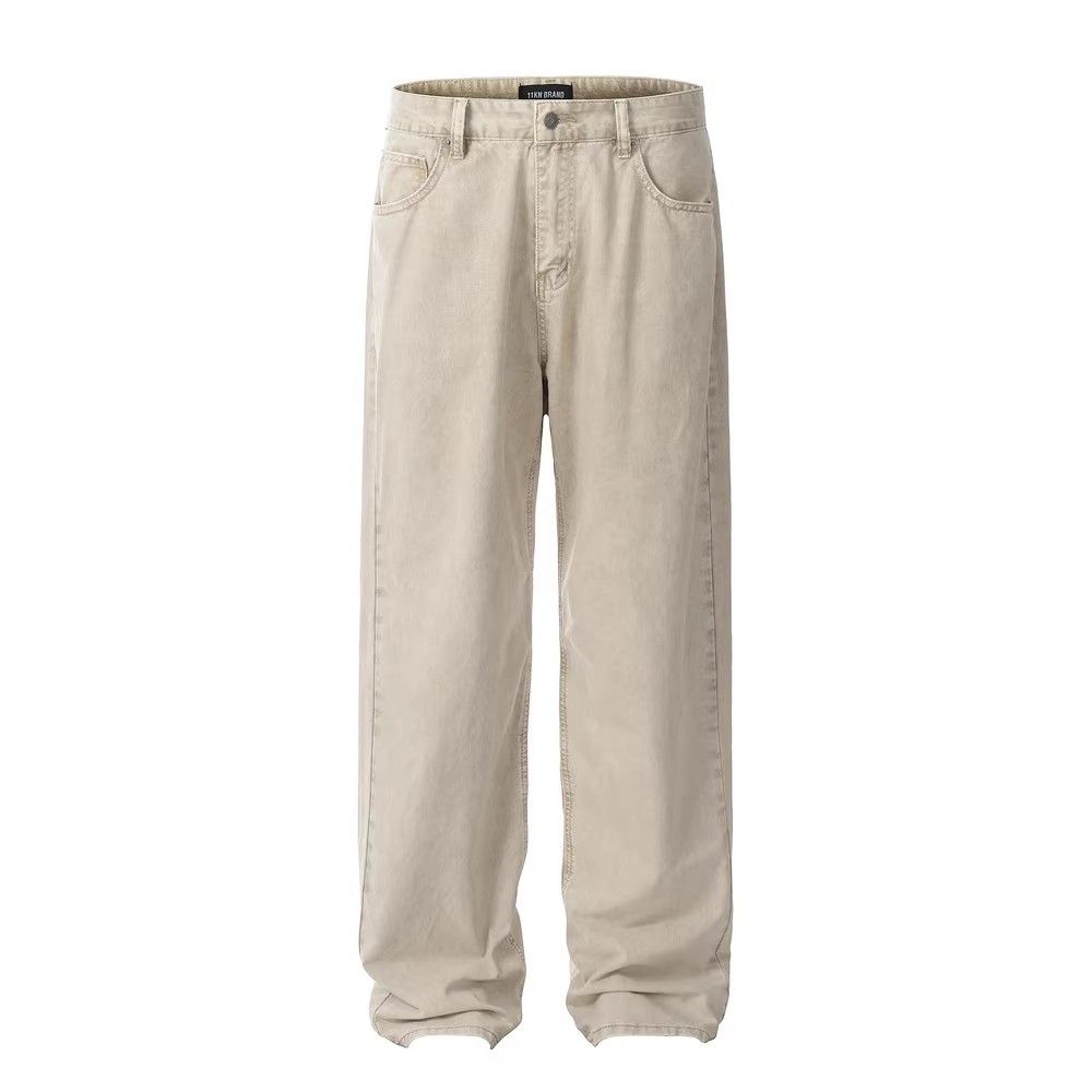 Men's American retro loose casual washed distressed jeans