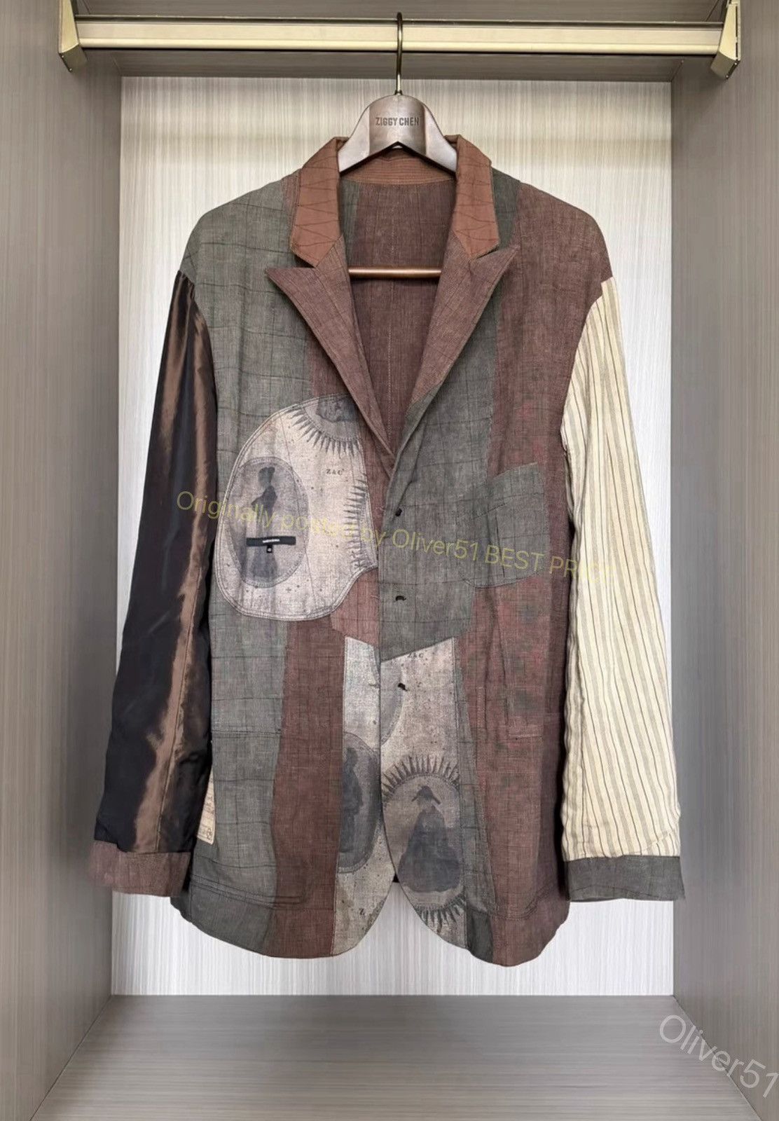 Ziggy Chen Ziggy Chen 23SS Silk‑Spliced Reversible Blazer YYYY17/2610 Size US S / EU 44-46 / 1 - 2 Thumbnail