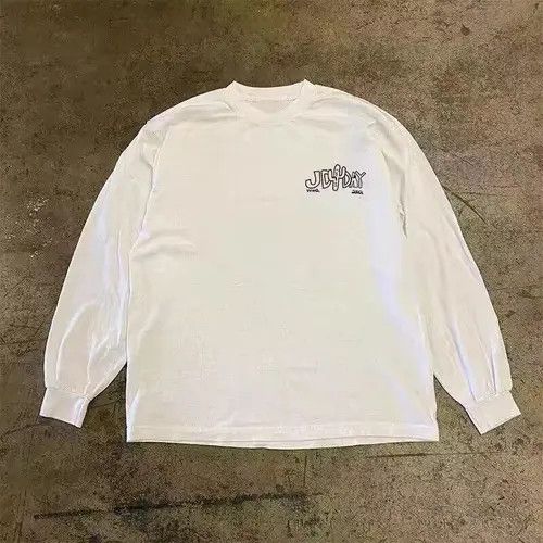 Japanese Brand White casual retro loose basketball print long sleeve tee Size US L / EU 52-54 / 3 - 3 Thumbnail