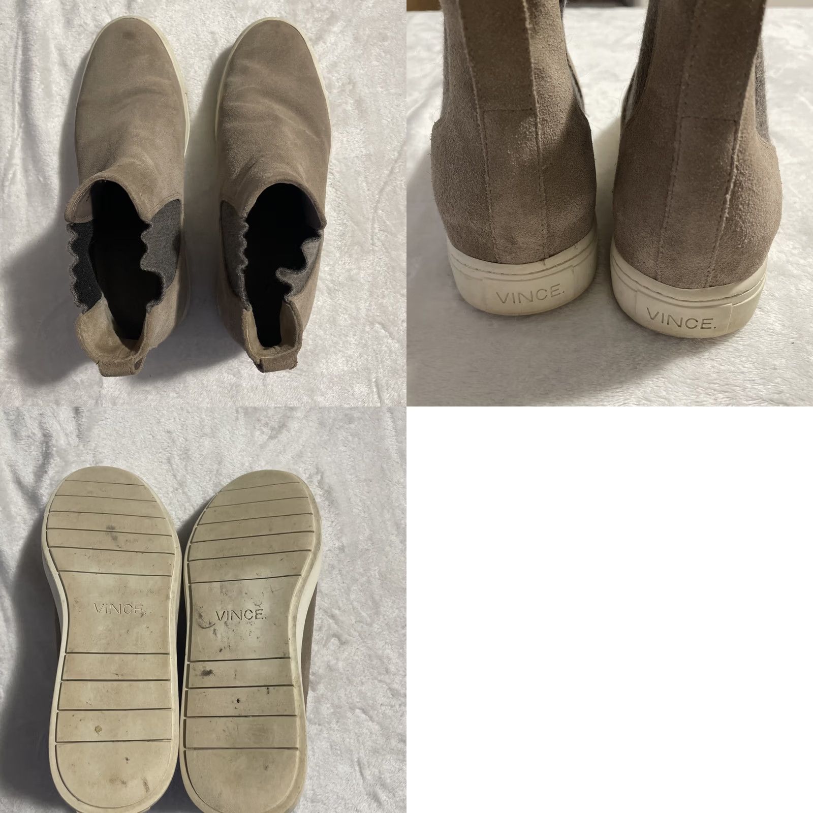 Vince Vince Chelsea High Top Leather Bootie Sneaker Womens 7M Gray Suede Casual Workwear Modern Bohemian Designer Chelsea Bootie Leather Sneaker M Womens Size M / US 6-8 / IT 42-44 - 8 Thumbnail