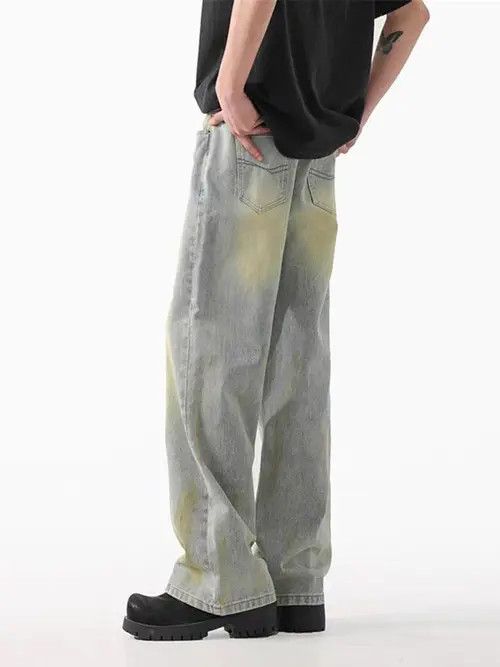 VIBE Gray and Yellow High Street Vintage Loose Fit Denim Shorts Size US 30 / EU 46 - 1 Thumbnail