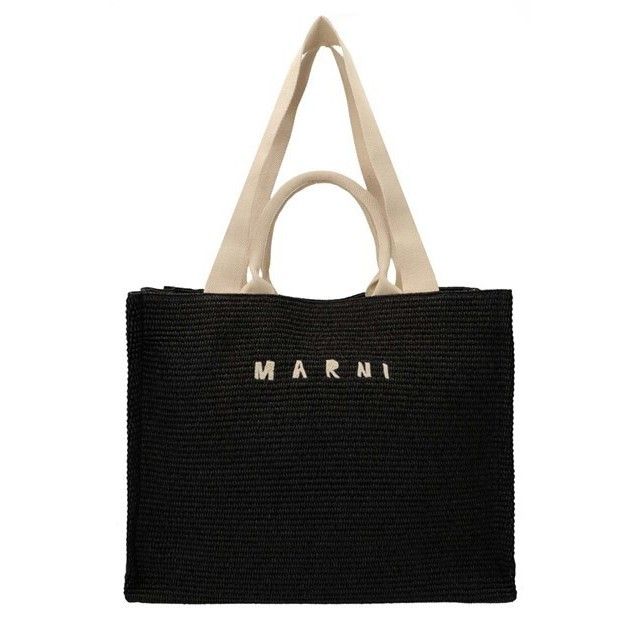 Marni MARNI Medium Black Raffia-Effect Tote Bag New And Authentic Size ONE SIZE - 1 Thumbnail