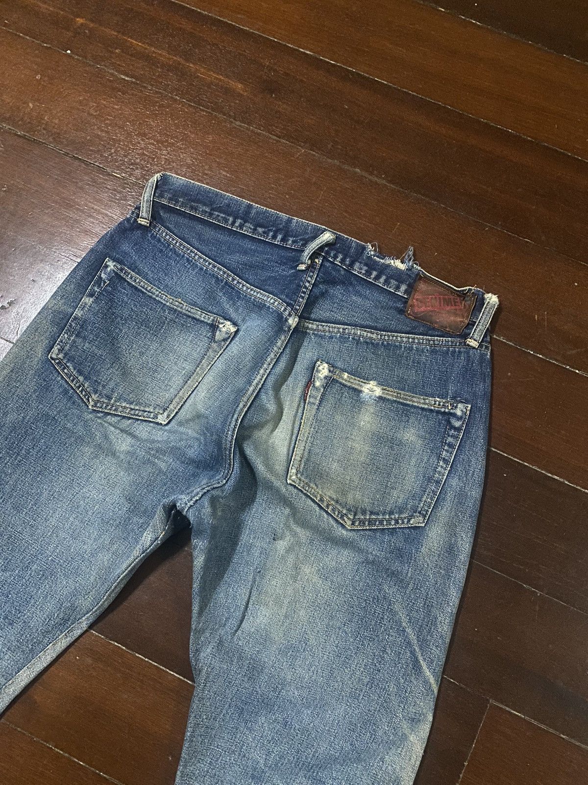 Denime Vintage 90s DENIME Japan Selvedge Distressed patch leather Size US 34 / EU 50 - 19 Thumbnail