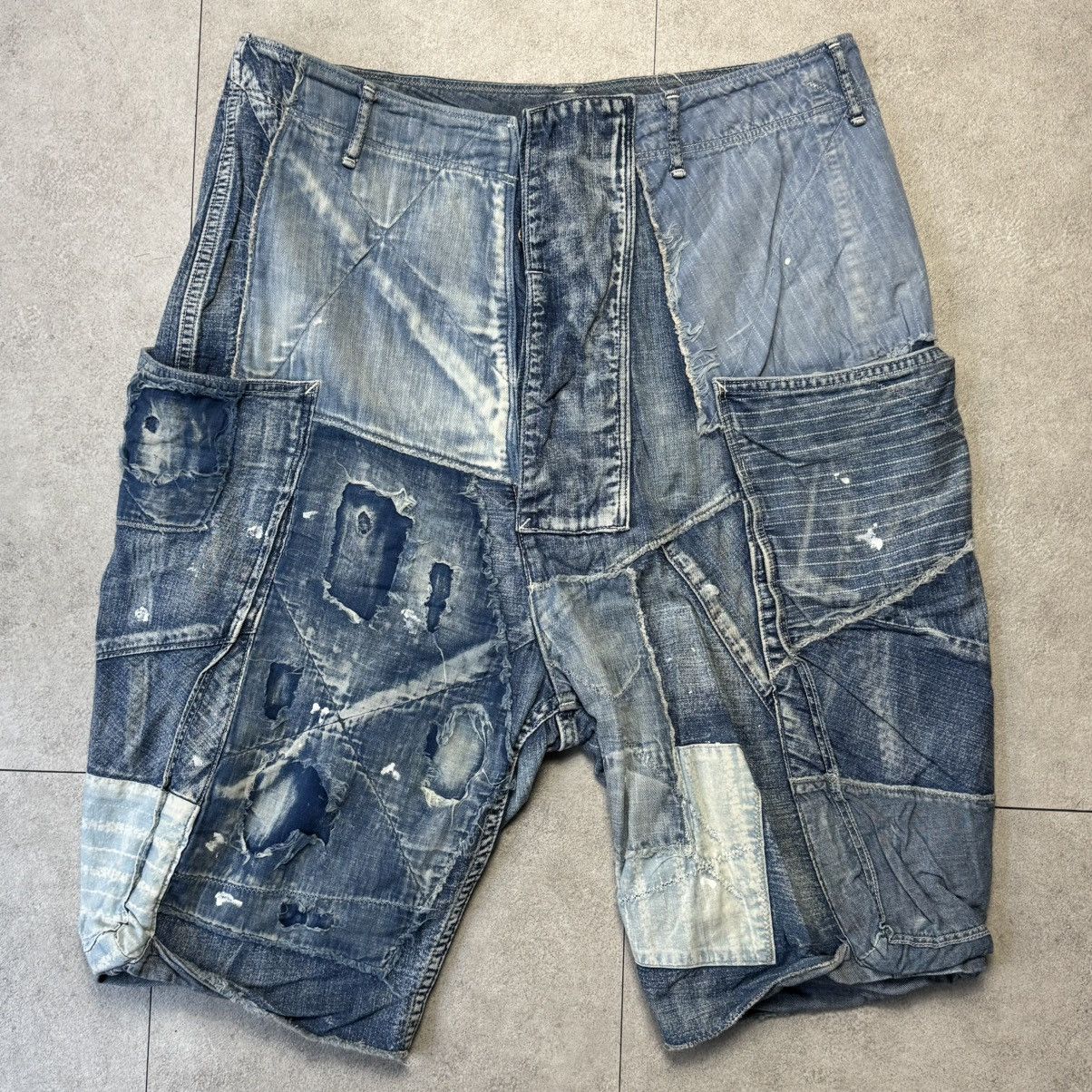 Kapital Kountry Kapital Kountry Boro Crazy Patch Denim Shorts Size US 34 / EU 50 - 1 Thumbnail