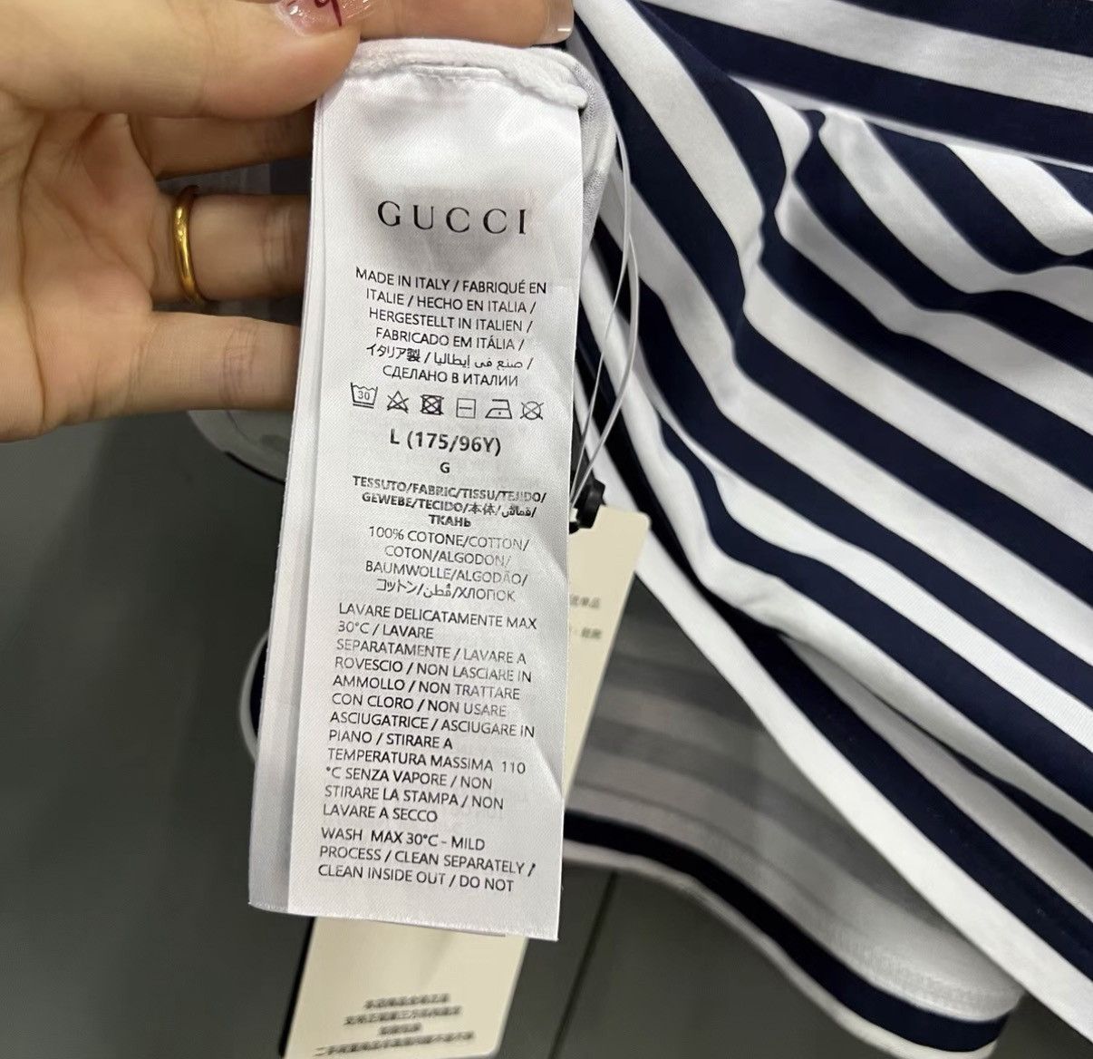 Gucci Gucci 25 Lido Collection Striped Logo Print Short Sleeve J41 Size L / US 10 / IT 46 - 4 Thumbnail