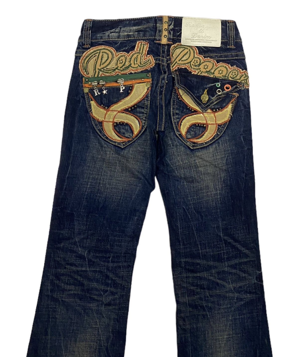 Ed Hardy × Japanese Brand FLARE RED PEPPER DISTRESS DENIM JEANS RARE DESIGN Size 27" / US 4 / IT 40 - 6 Thumbnail