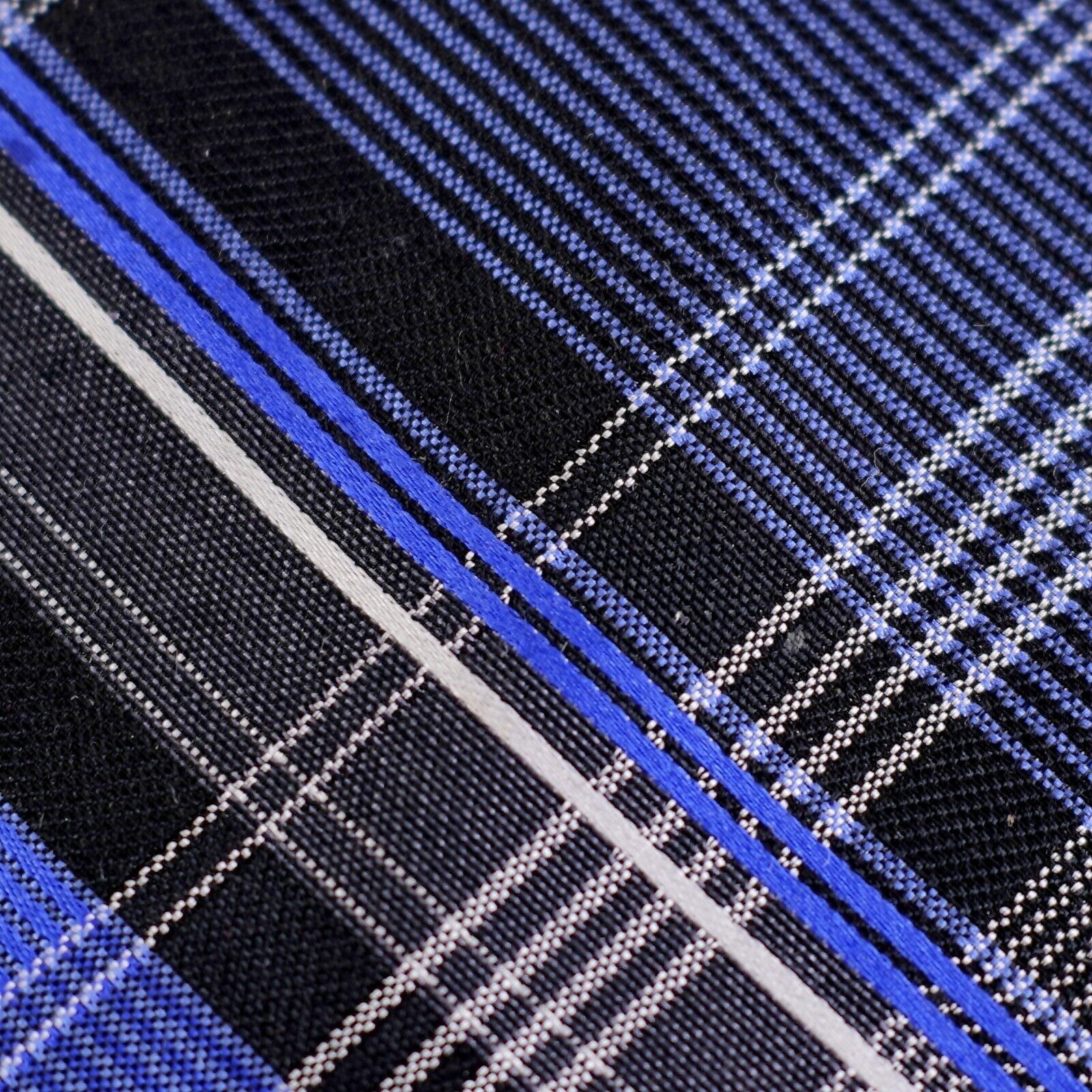 Michael Kors Michael Kors Blue Black Plaid Woven Silk Tie Size ONE SIZE - 2 Thumbnail