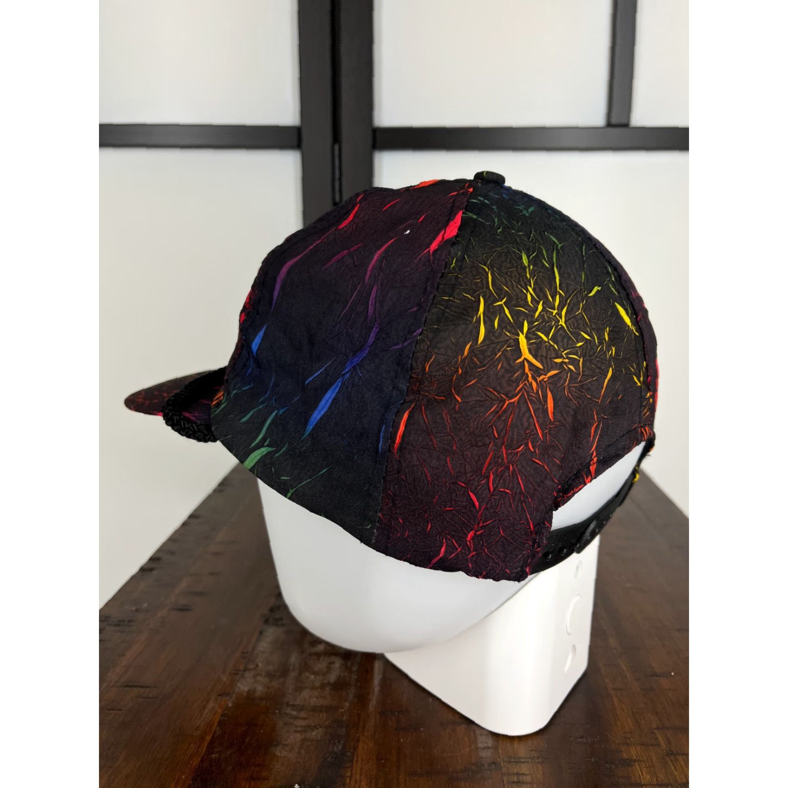 Vintage KC Collections Hat Cap Snap Back Adult One Size Black Red Abstract Poly Geometric 90s Beach Mens Size ONE SIZE - 6 Thumbnail