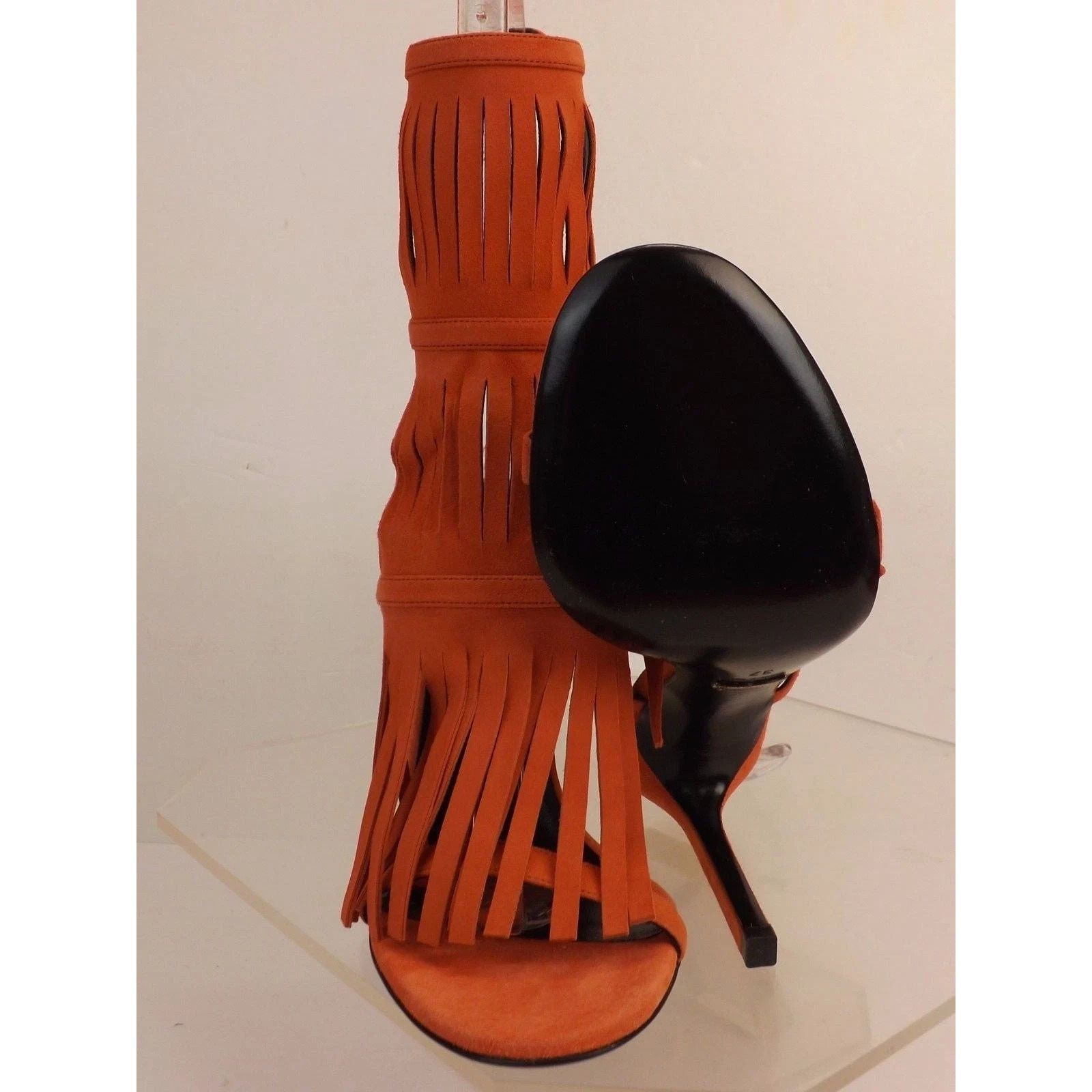 Gucci GUCCI ORANGE SUEDE FRINGE GLADIATOR SANDALS PUMPS 36.5 ITALY Size US 6.5 / IT 36.5 - 9 Thumbnail