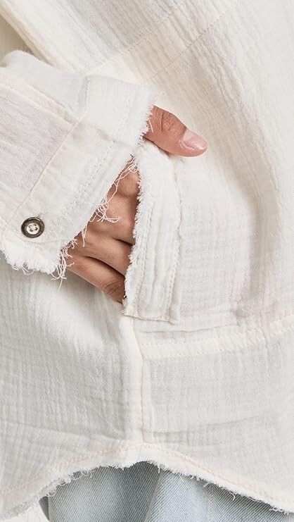 Free People Free People Summer Daydream Button Shirt Ivory ( L ) Size L / US 10 / IT 46 - 4 Thumbnail