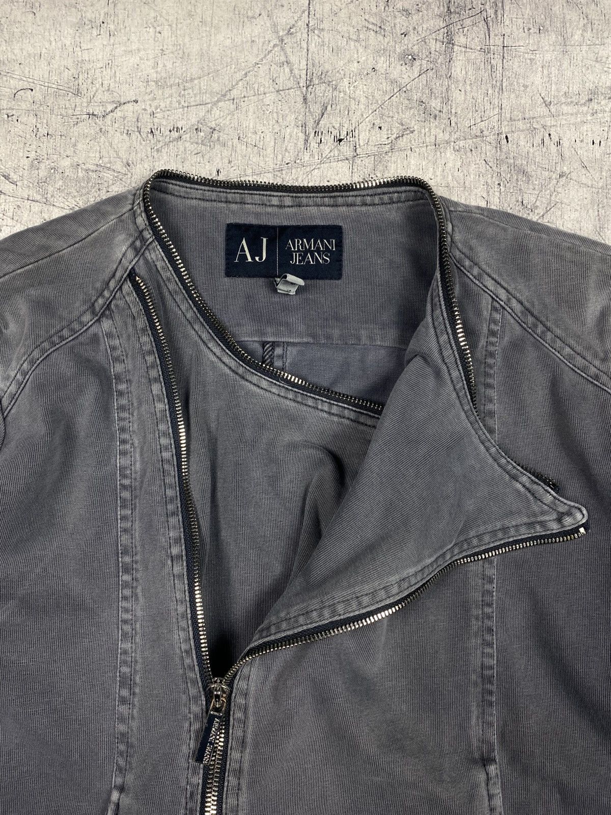 Armani Armani Jeans Grey Asymmetrical Biker Motorcycle Jacket Y2K Size XL / US 12-14 / IT 48-50 - 15 Thumbnail
