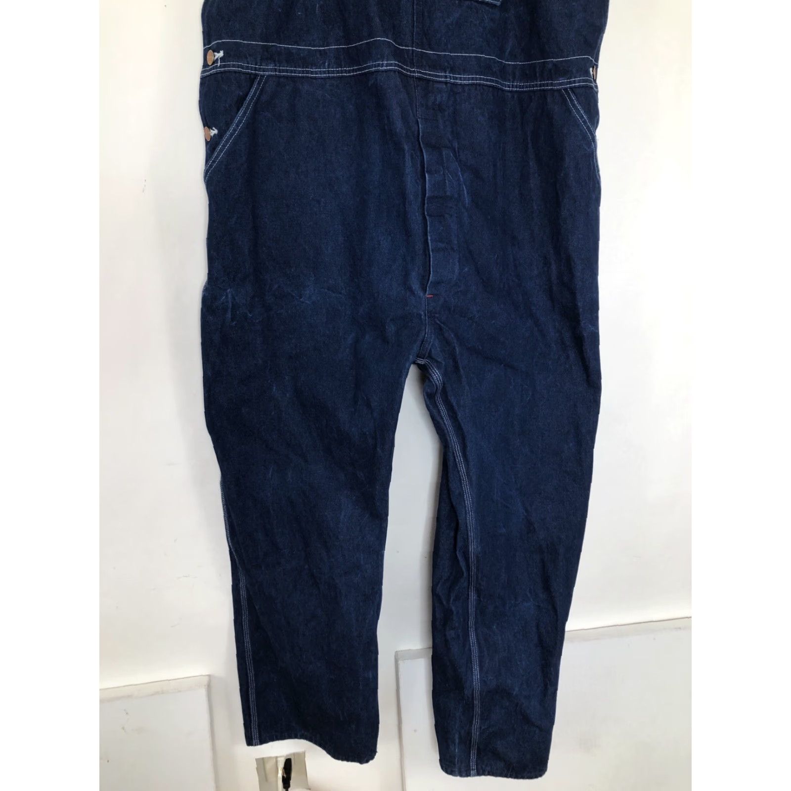 Denime ROUND HOUSE Blue Denim Overalls Mens 48x30 Work Bib Overalls - EXCELLENT Size US 32 / EU 48 - 2 Thumbnail
