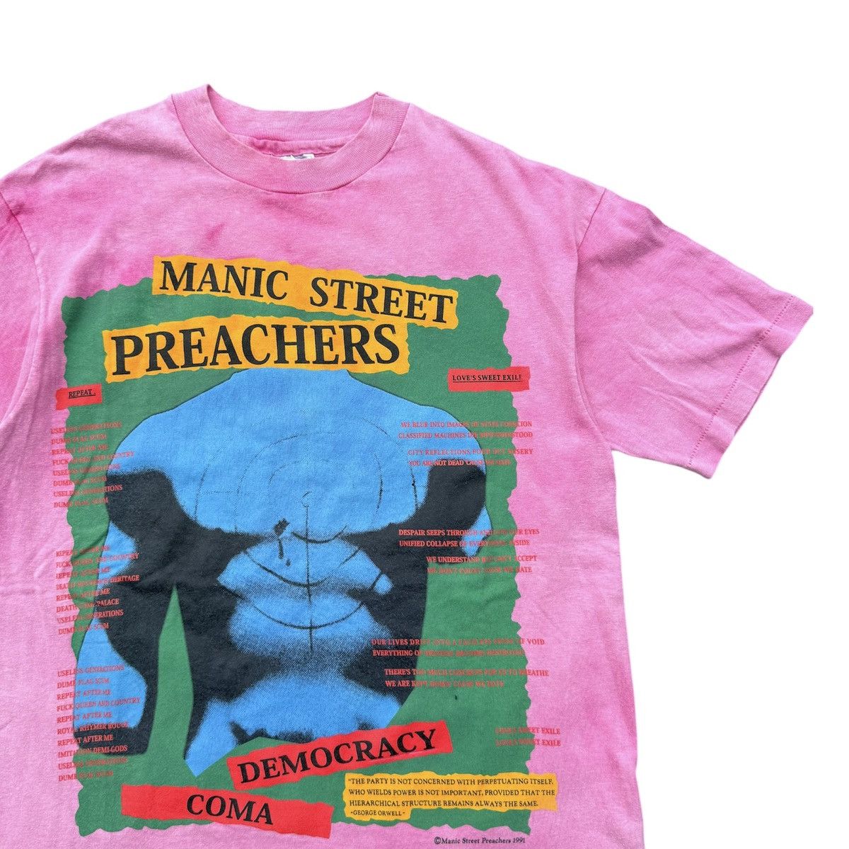 Band Tees × Vintage Vintage 90s Maniac Street Preachers Tour 1991 Democracy Coma Size US L / EU 52-54 / 3 - 4 Thumbnail