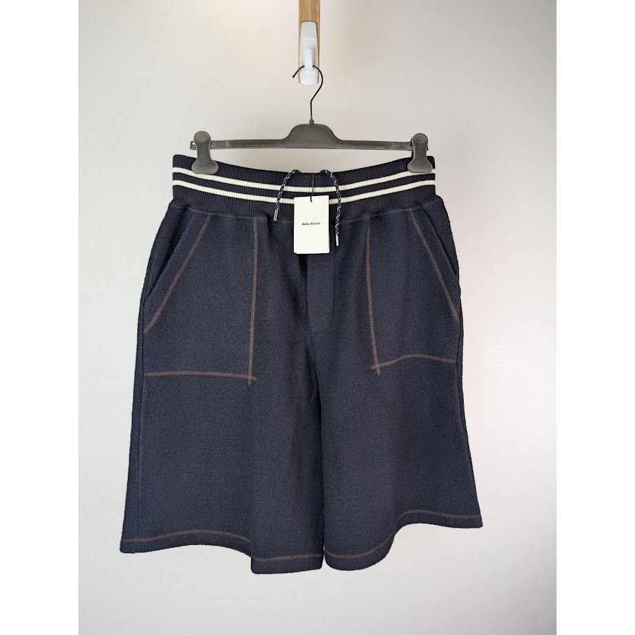 o1rshd1 Boiled Wool Jersey Shorts in Navy
