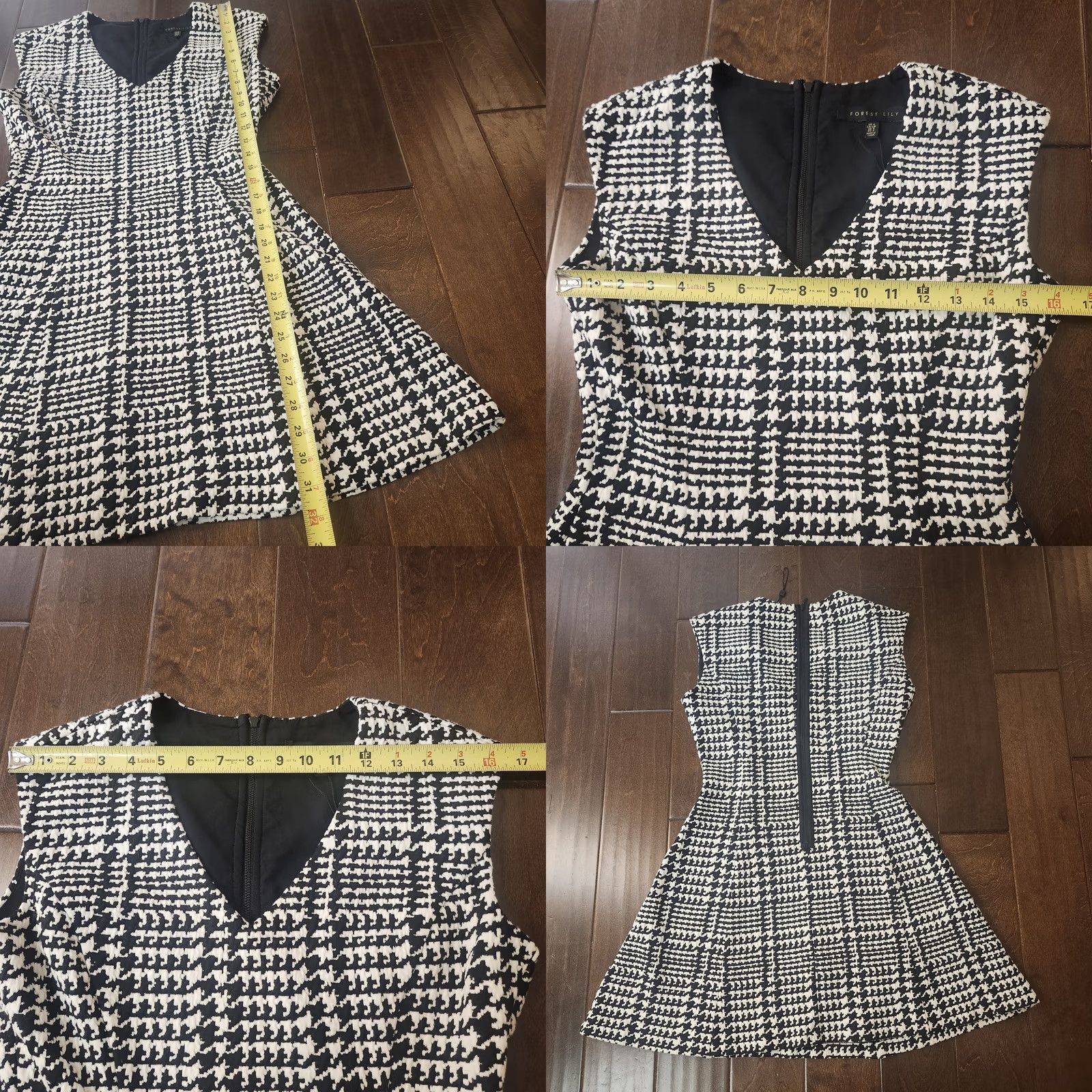 Vintage Forest Lily Dress Womens Small Black White Houndstooth Fit Flare Skater Size S / US 4 / IT 40 - 8 Thumbnail