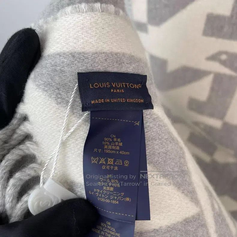 Louis Vuitton Louis Vuitton Houndstooth grey and white fringed large log Size ONE SIZE - 8 Thumbnail