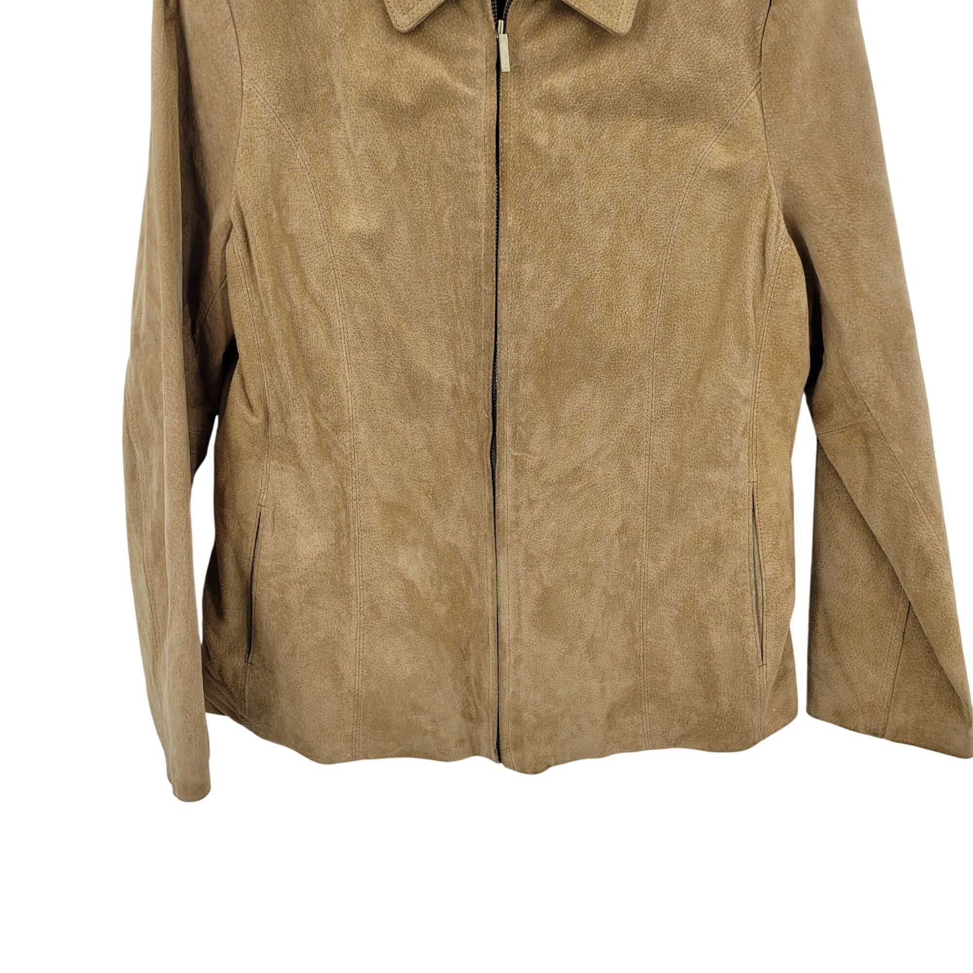 Vintage Vtg Womens Siena Camel Suede Genuine Leather Jacket Shacket Size L / US 10 / IT 46 - 5 Thumbnail