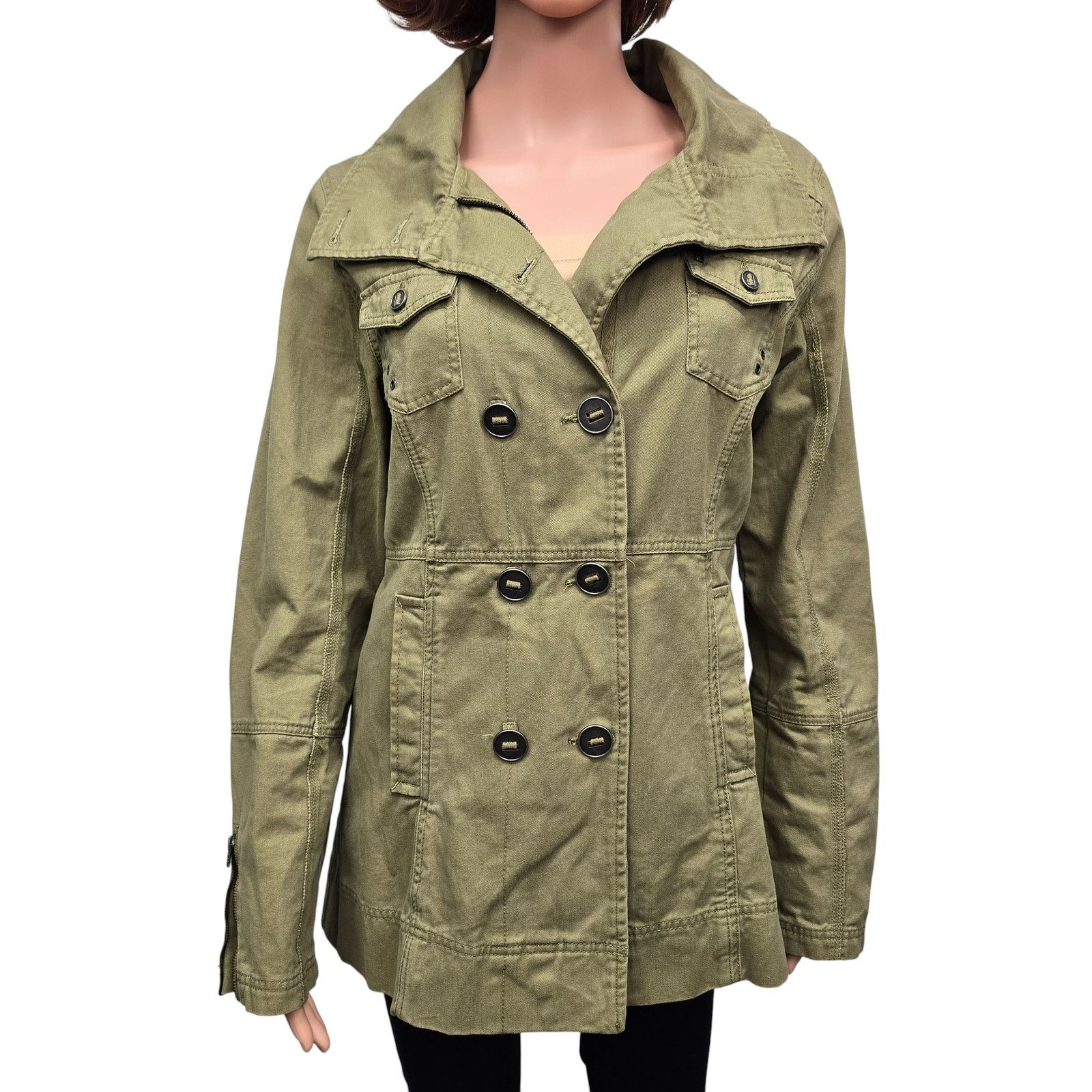 Hurley Hurley Hooded DoubleBreasted Military Jacket Full zip Button Size M / US 6-8 / IT 42-44 - 4 Thumbnail
