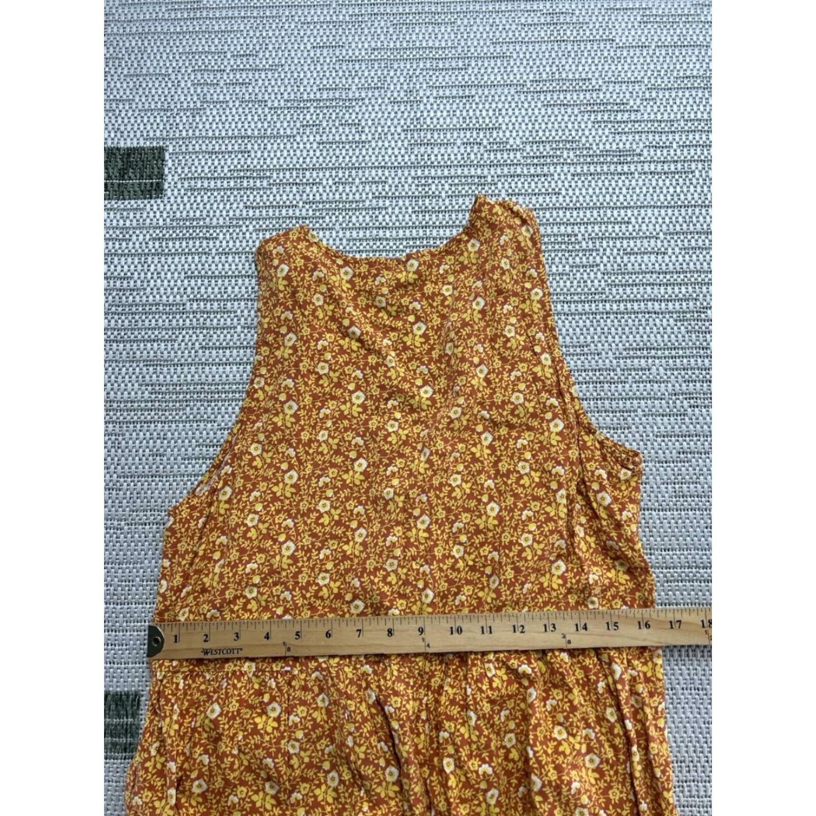 Madewell Madewell Jumpsuit Womens 6 Yellow Brown Floral Sleeveless Round Neck 1 Piece Wide-Leg Casual Party/Cocktail Travel Size 28" / US 6 / IT 42 - 7 Thumbnail