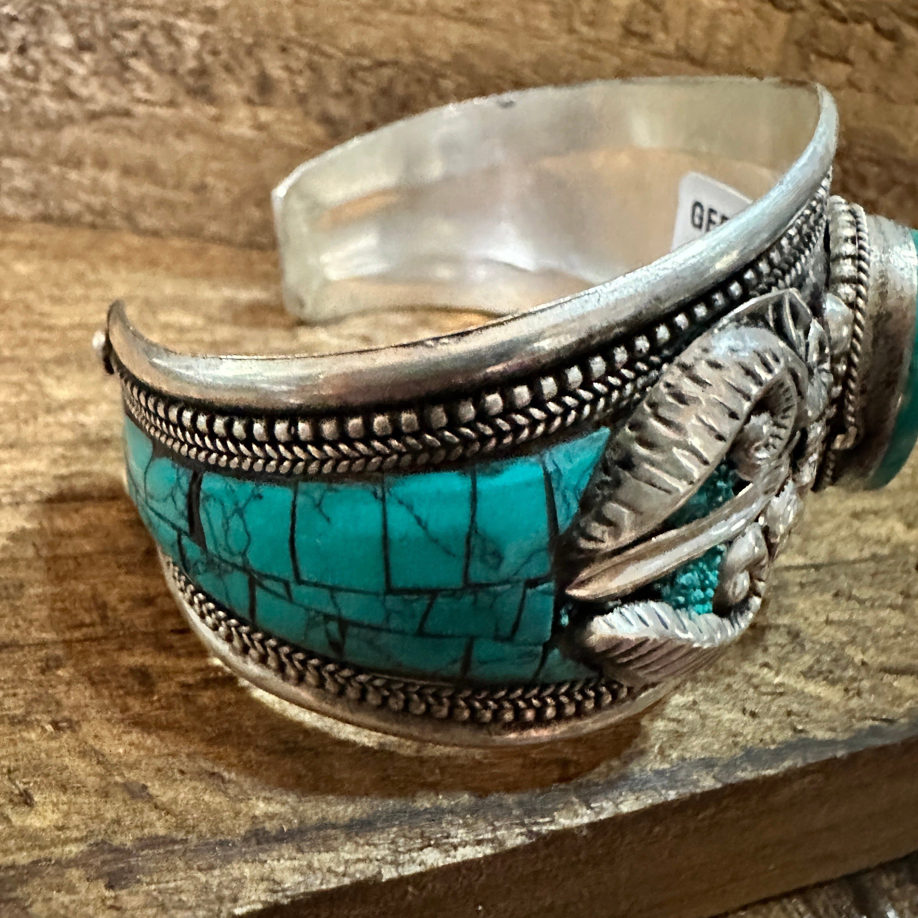 Other German Silver Bangle with Vibrant Blue Turquoise Natural Sto Size ONE SIZE - 8 Thumbnail