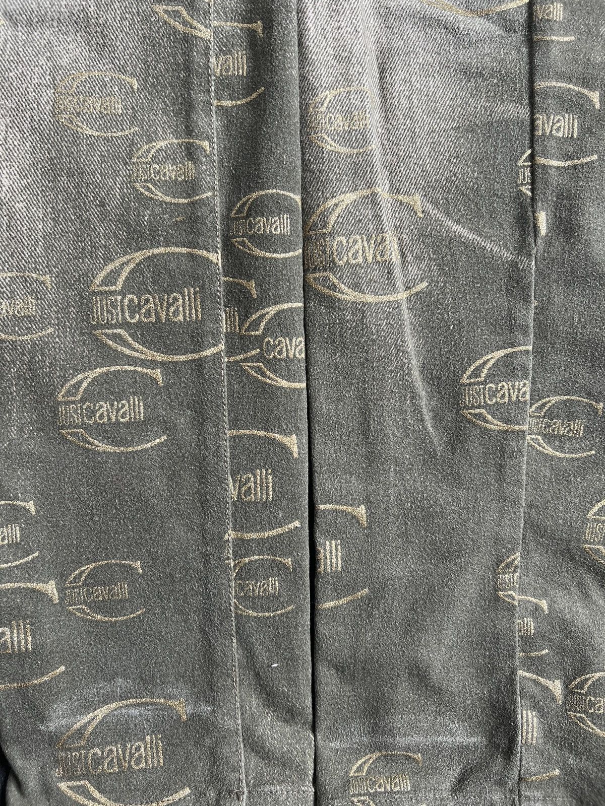 Just Cavalli ROBERTO CAVALLI MULTI LOGO PRINT JEANS y2k pants Size 29" - 2 Thumbnail