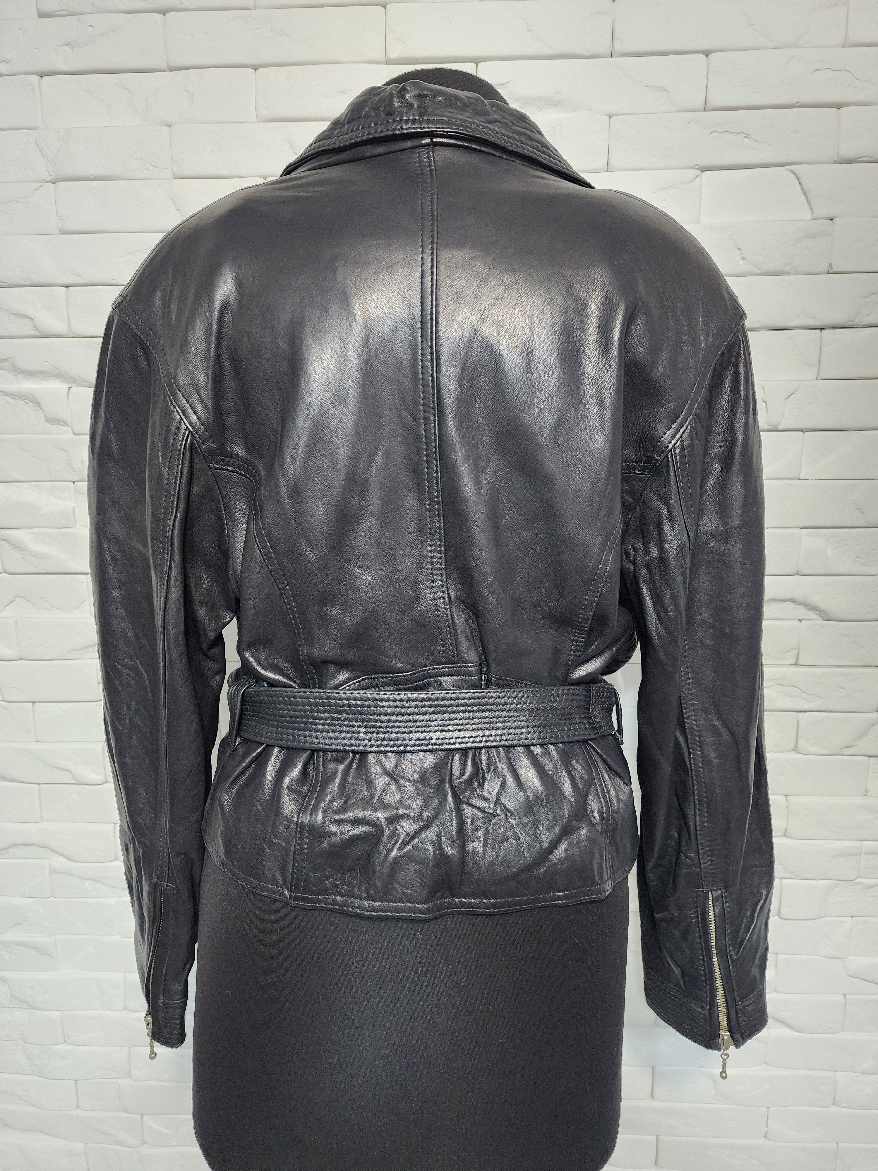 Designer Women's leather jacket with buttons. Size XL / US 12-14 / IT 48-50 - 4 Thumbnail
