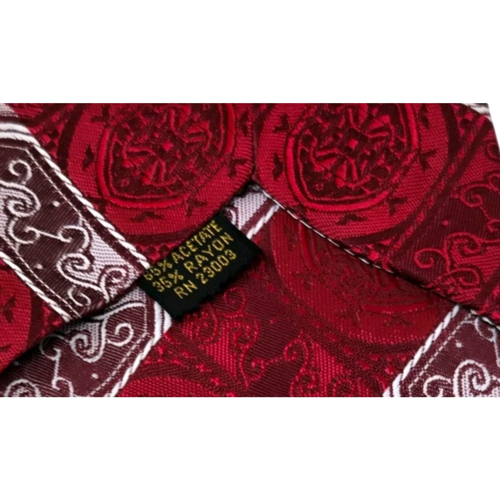 Vintage VINTAGE 1950s Red Paisley Neck Tie MCM 53" Size ONE SIZE - 7 Thumbnail